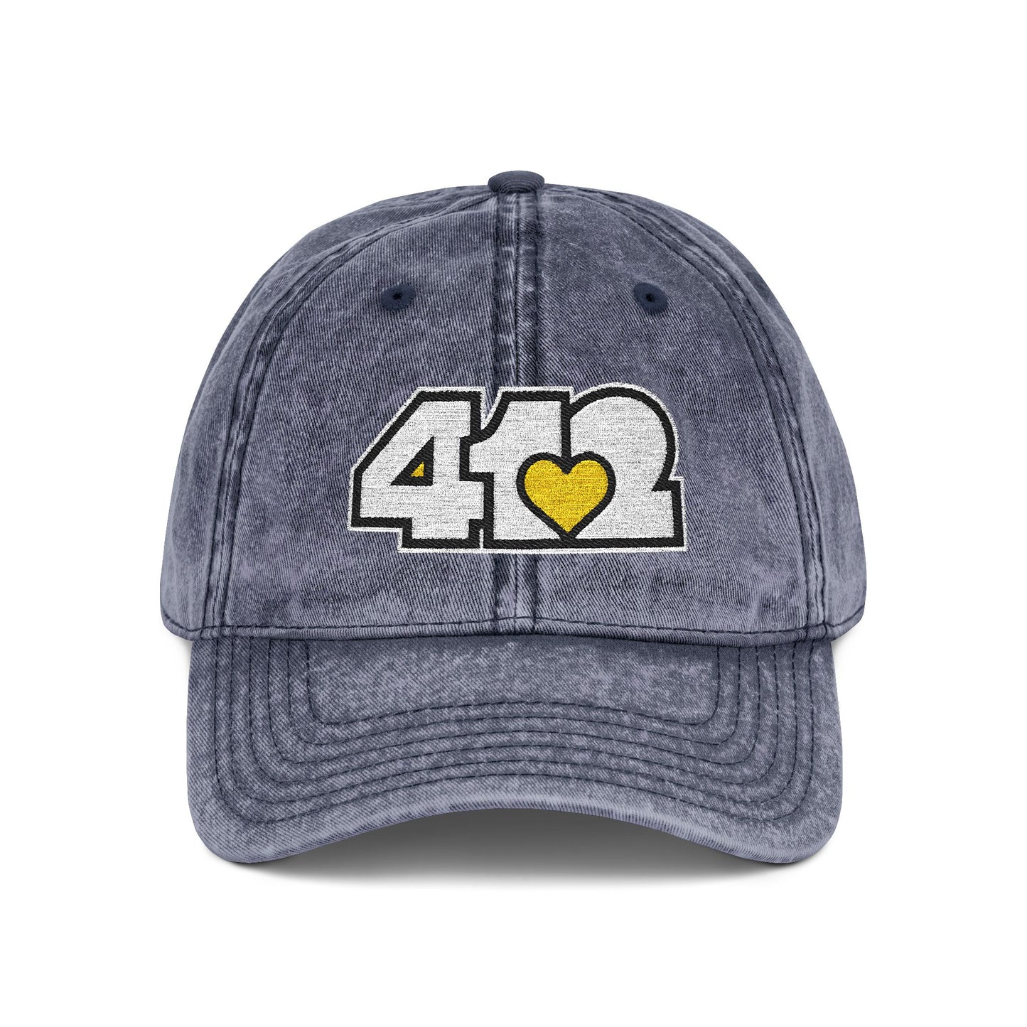 412 Vintage Crown – Embroidered Yellow Heart, White Logo
