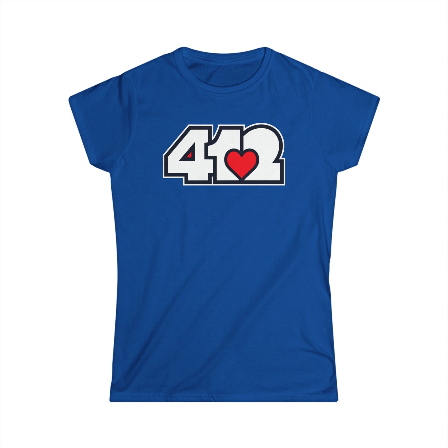 412 Women's Softstyle Tee - Red Heart, White Logo