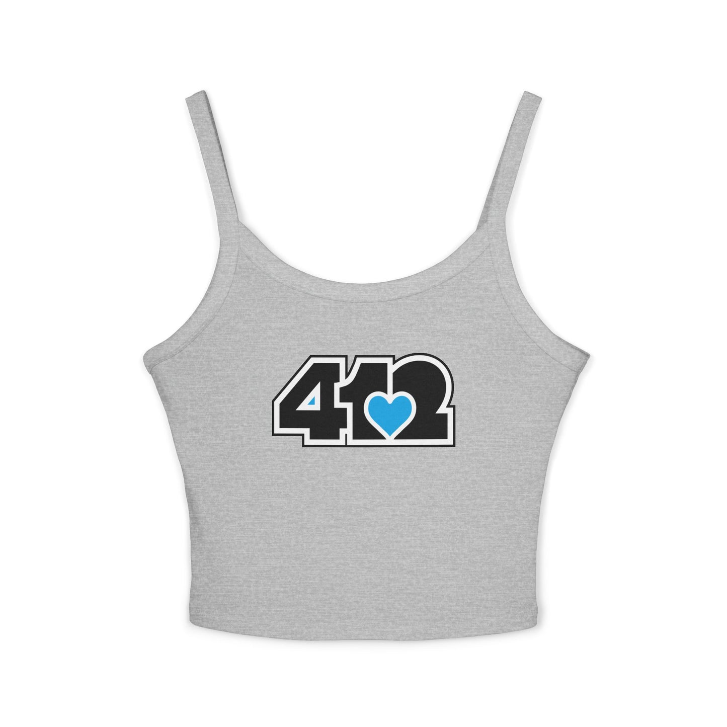 412 Women’s Camisole – Blue Heart, Black Logo