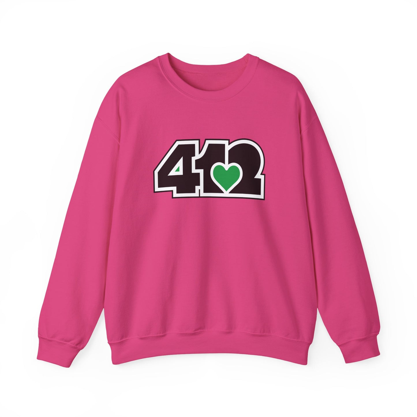 412 Crew Neck Sweatshirt - Green Heart, Black Logo
