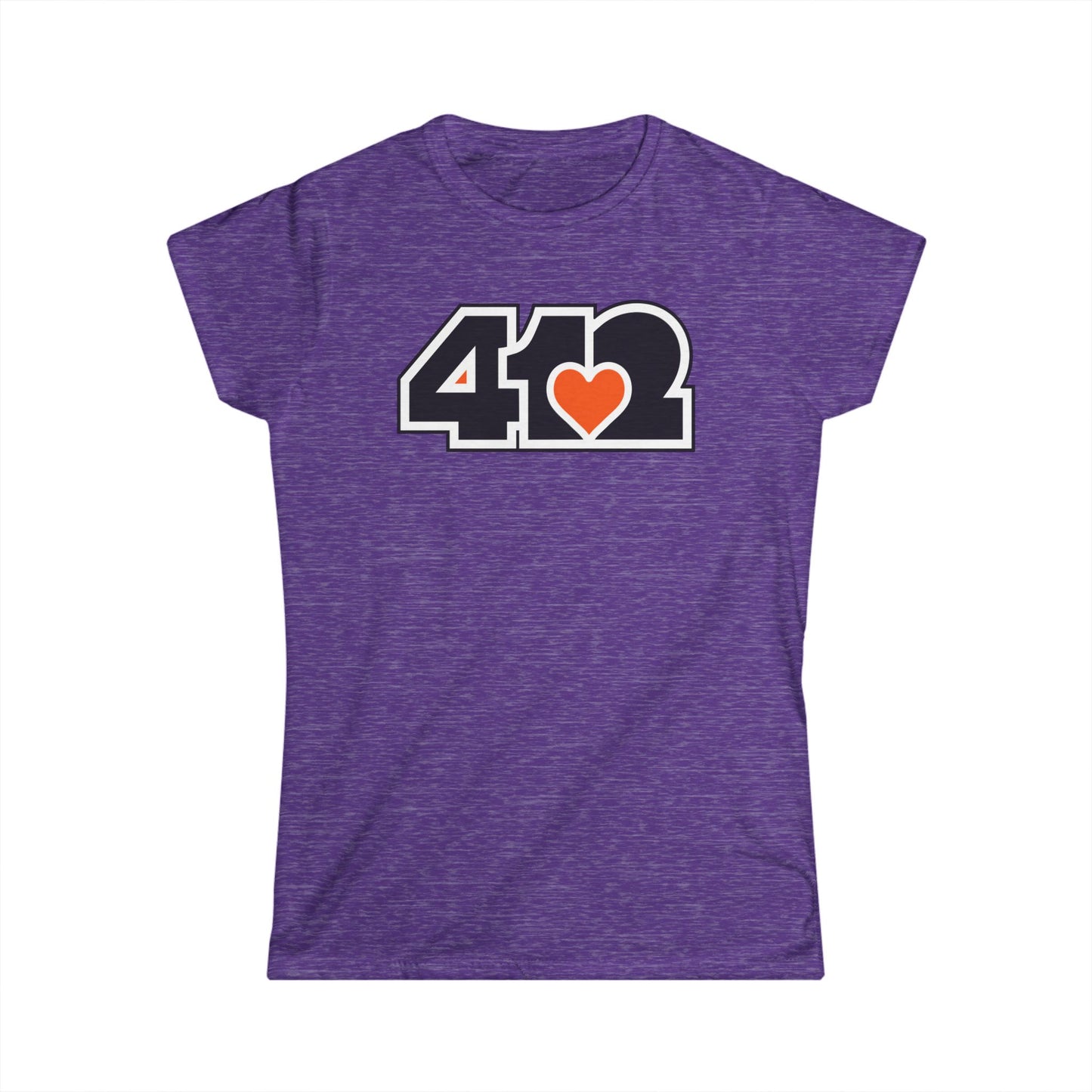 412 Women's Softstyle Tee - Orange Heart, Black Logo