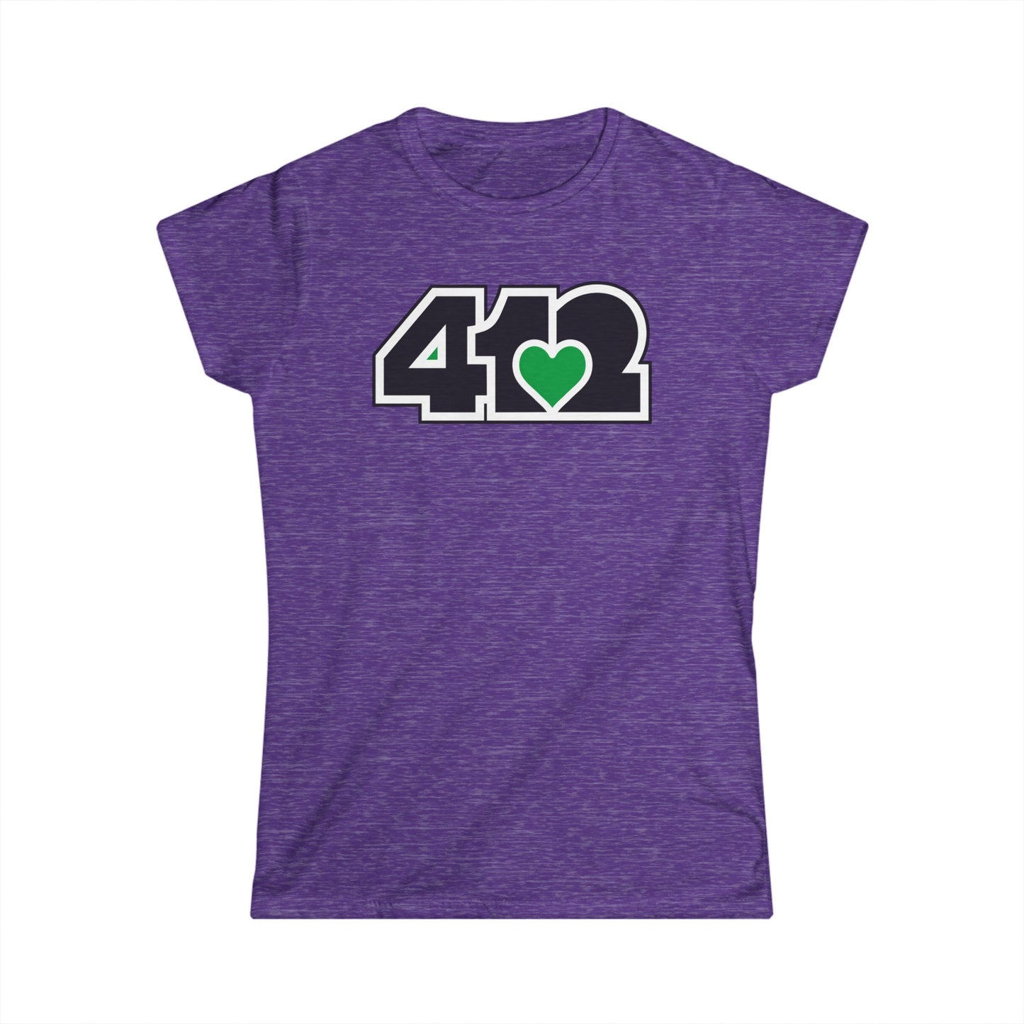 412 Women's Softstyle Tee - Green Heart, Black Logo