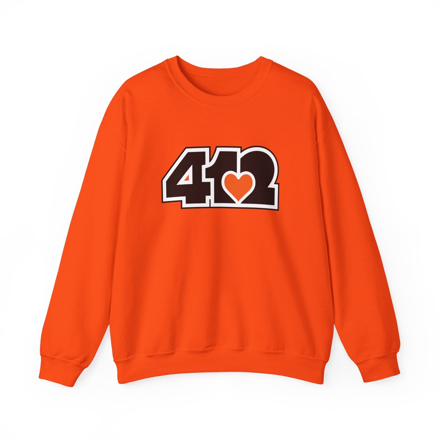412 Crew Neck Sweatshirt - Orange Heart, Black Logo