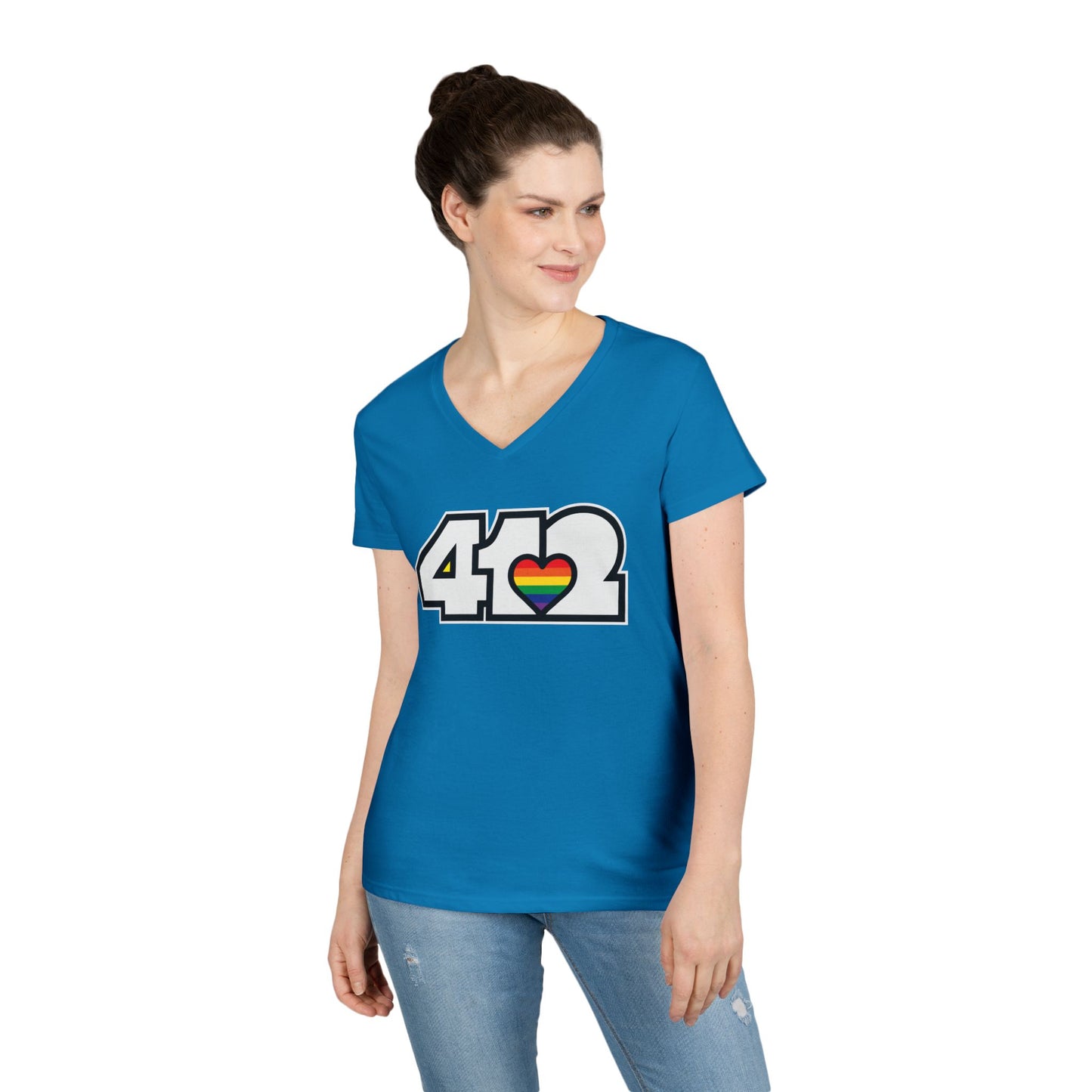 Rainbow Heart Women’s V-Neck
