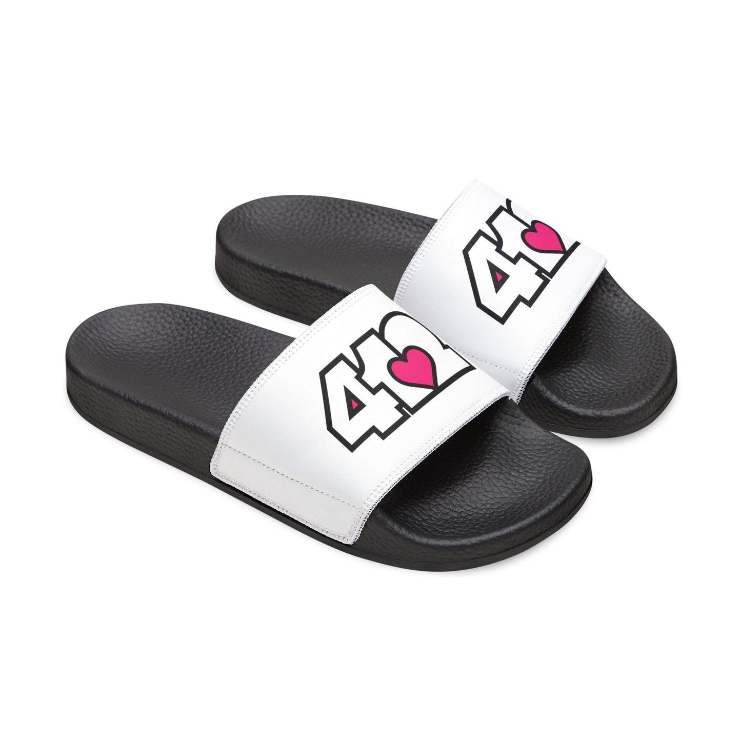 412 Men's Slides - Pink Heart, White Logo