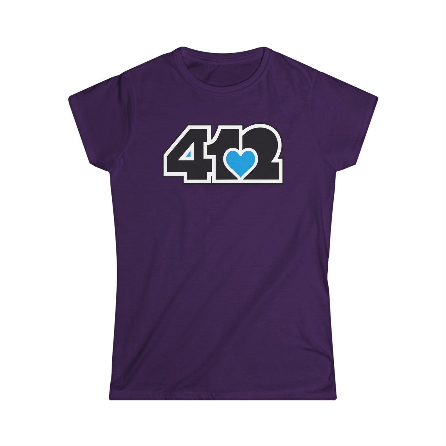 412 Women's Softstyle Tee - Blue Heart, Black Logo