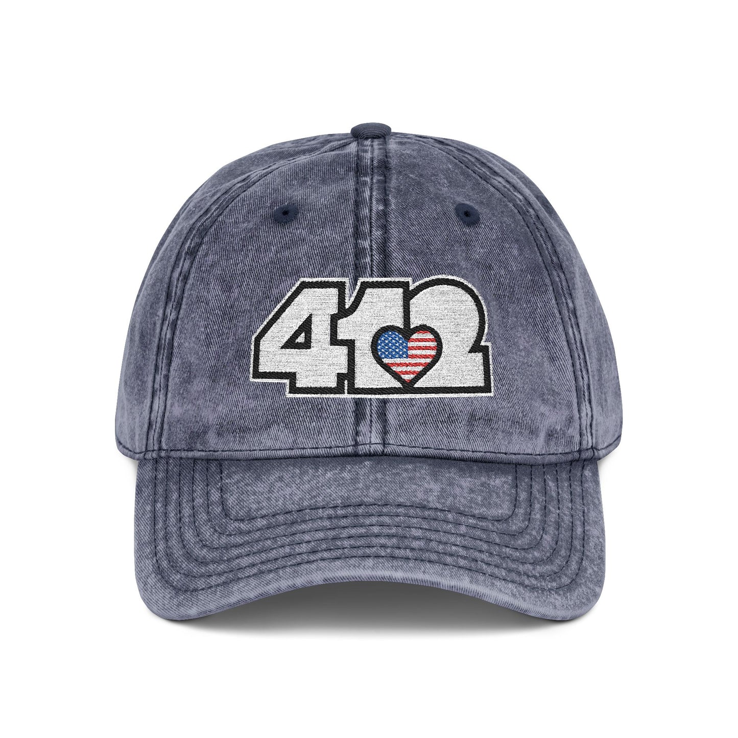 412 Vintage Crown – Embroidered Stars & Stripes Heart, White Logo
