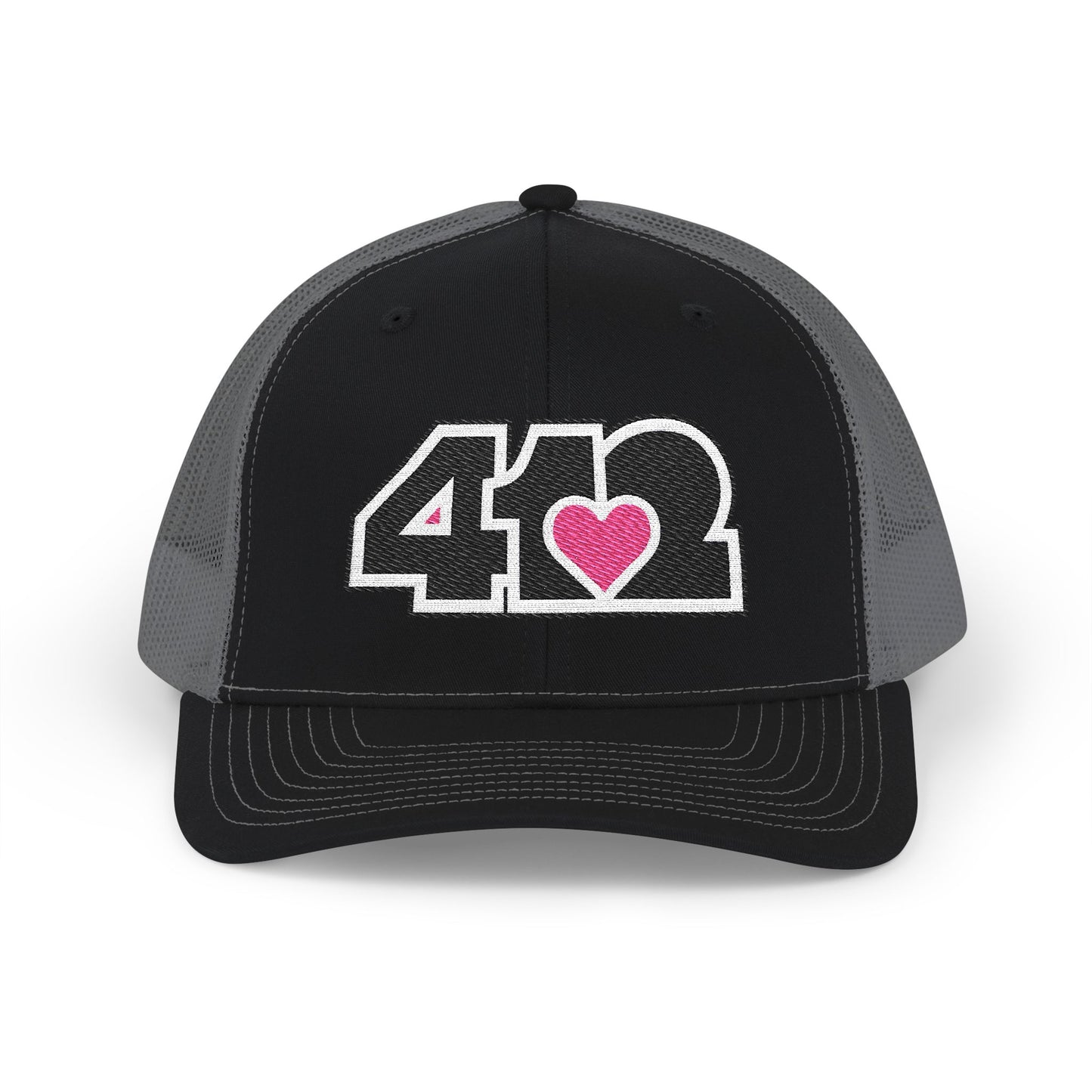 412 Snapback Crown – Embroidered Pink Heart, Black Logo