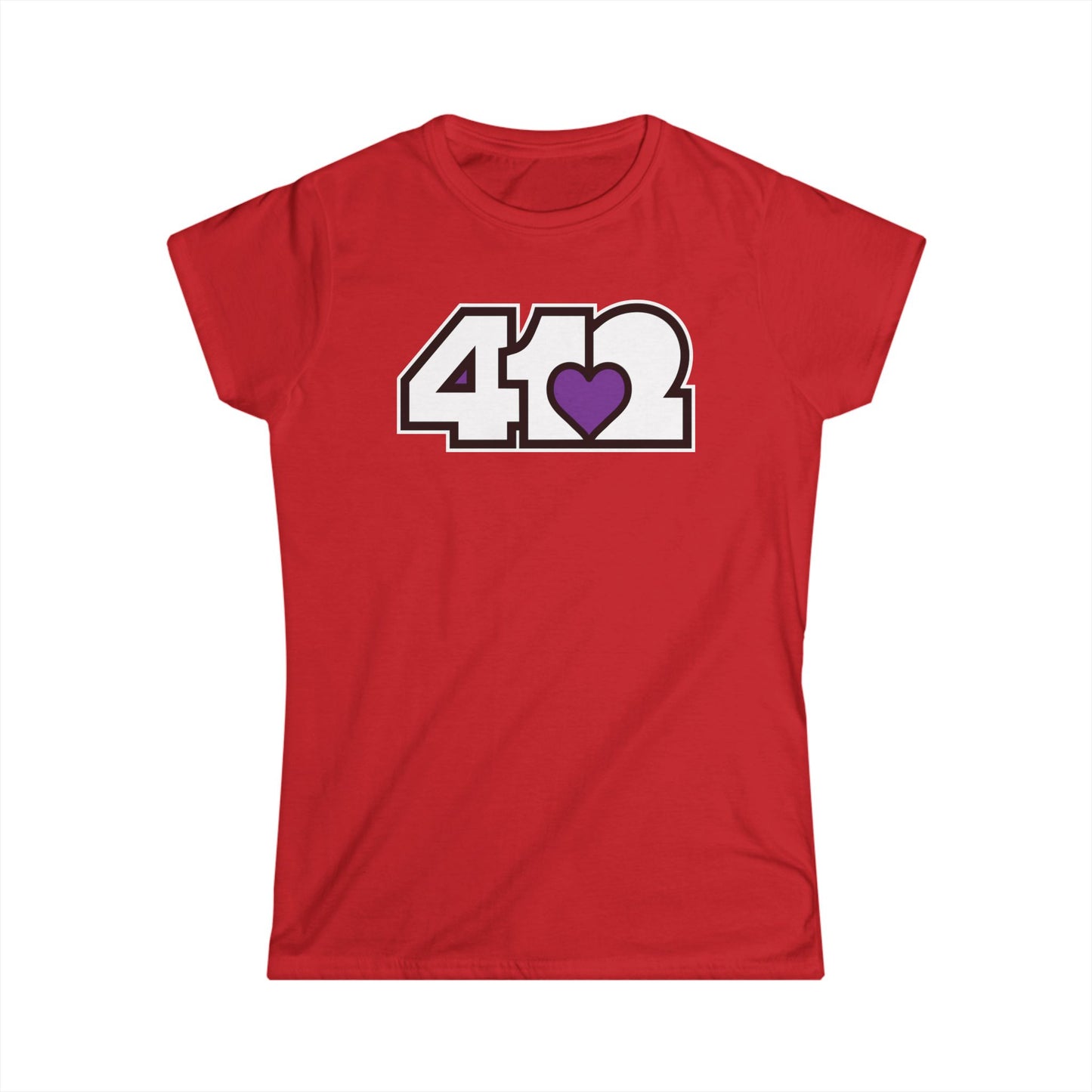 412 Women's Softstyle Tee - Purple Heart, White Logo