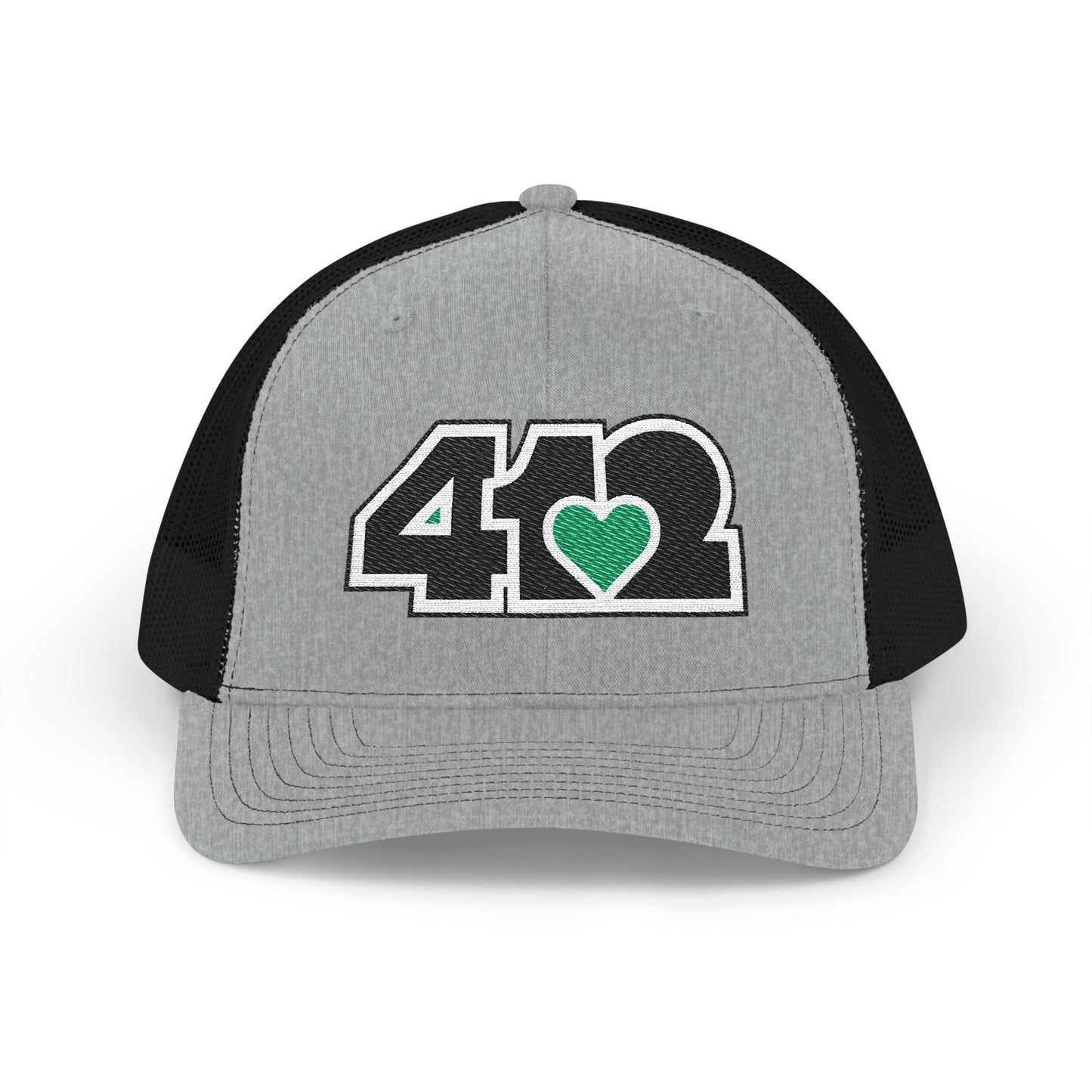 412 Snapback Crown – Embroidered Green Heart, Black Logo