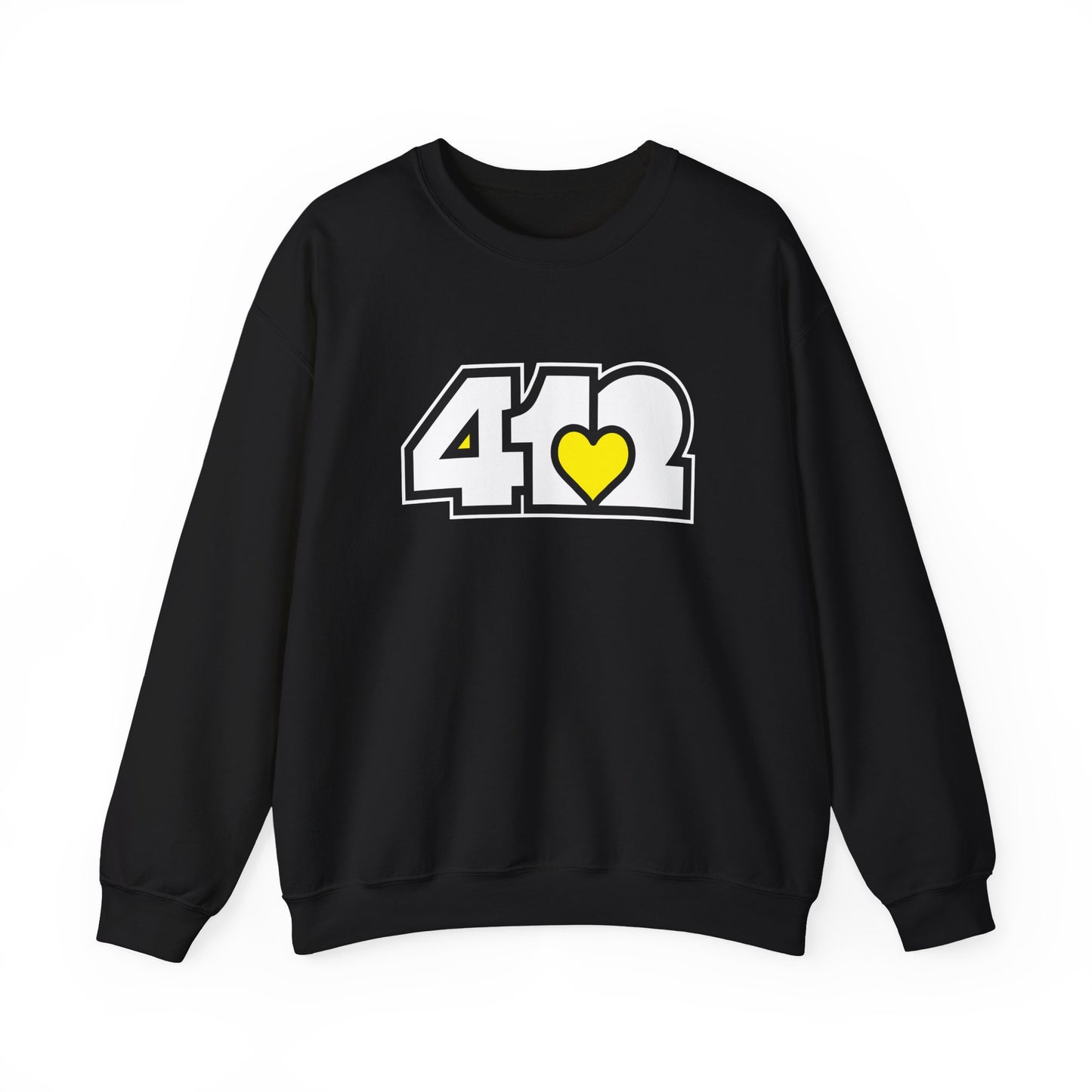 412 Crew Neck Sweatshirt - Yellow Heart, White Logo