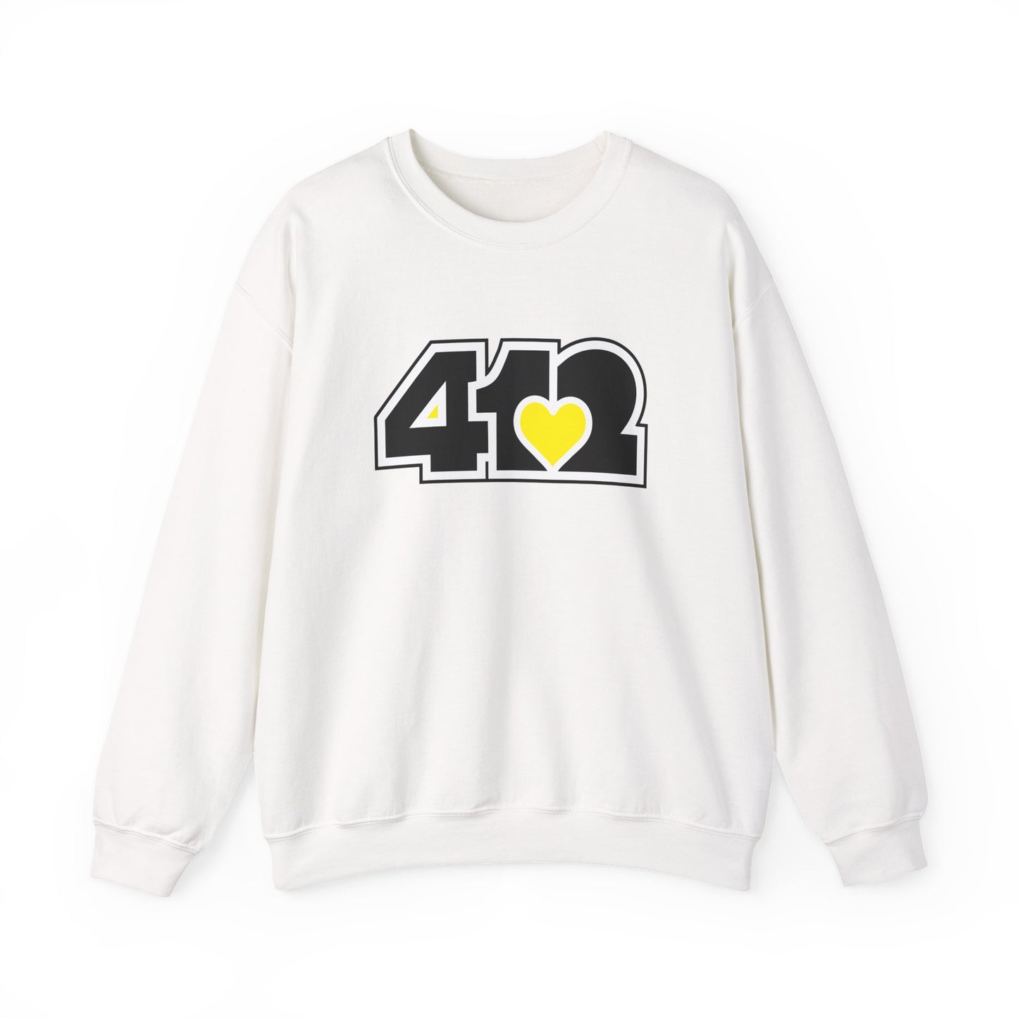 412 Crew Neck Sweatshirt - Yellow Heart, Black Logo