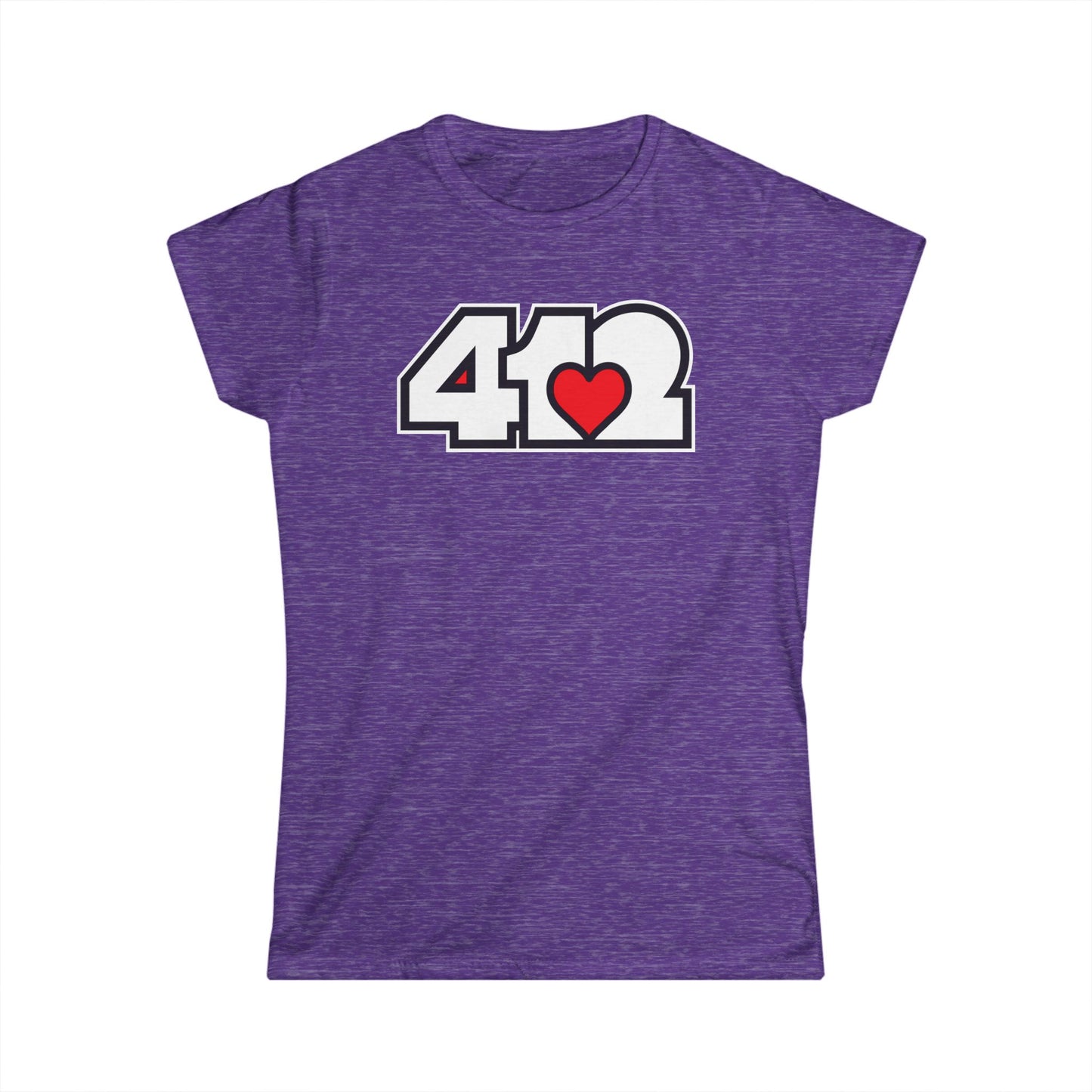 412 Women's Softstyle Tee - Red Heart, White Logo