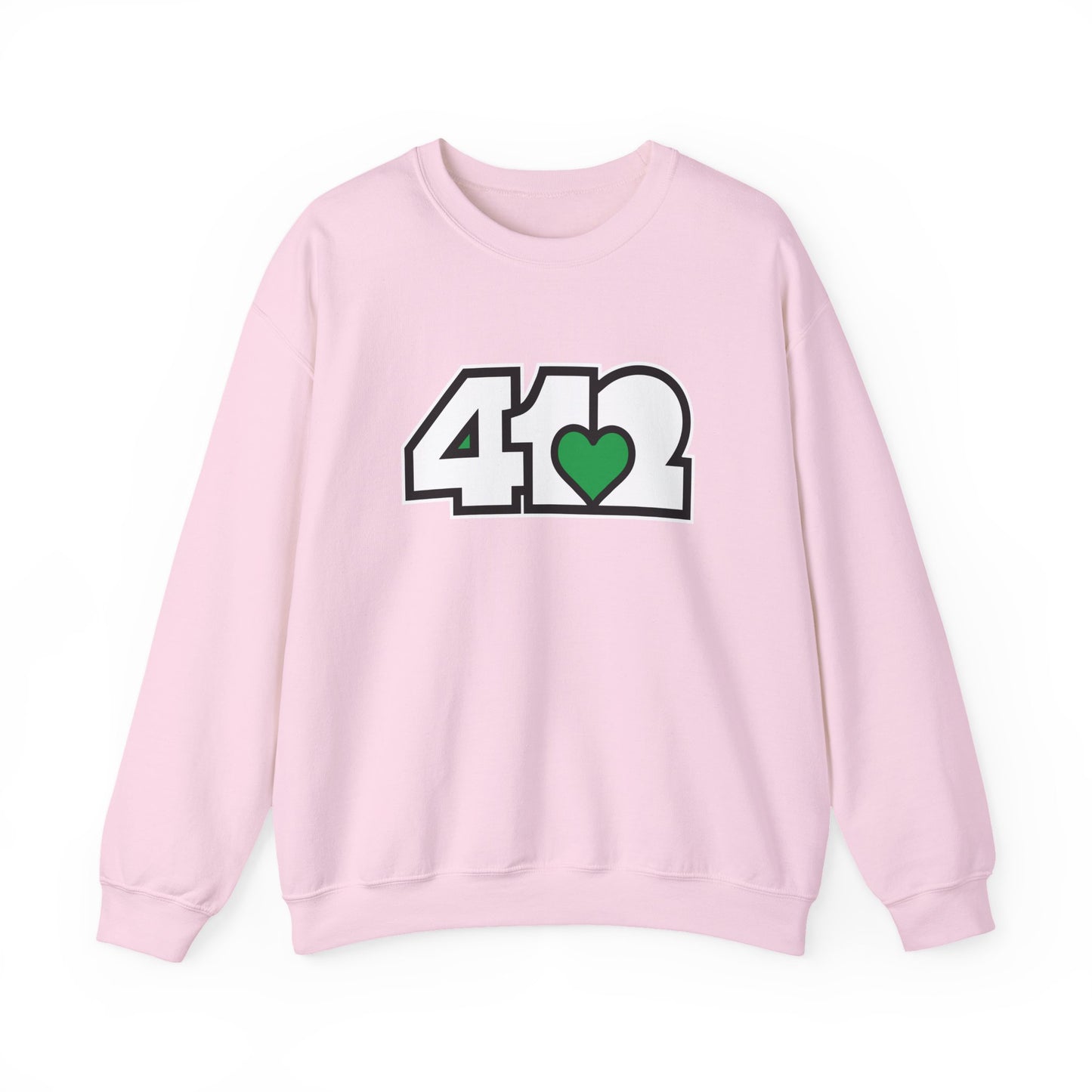 412 Crew Neck Sweatshirt - Green Heart, White Logo