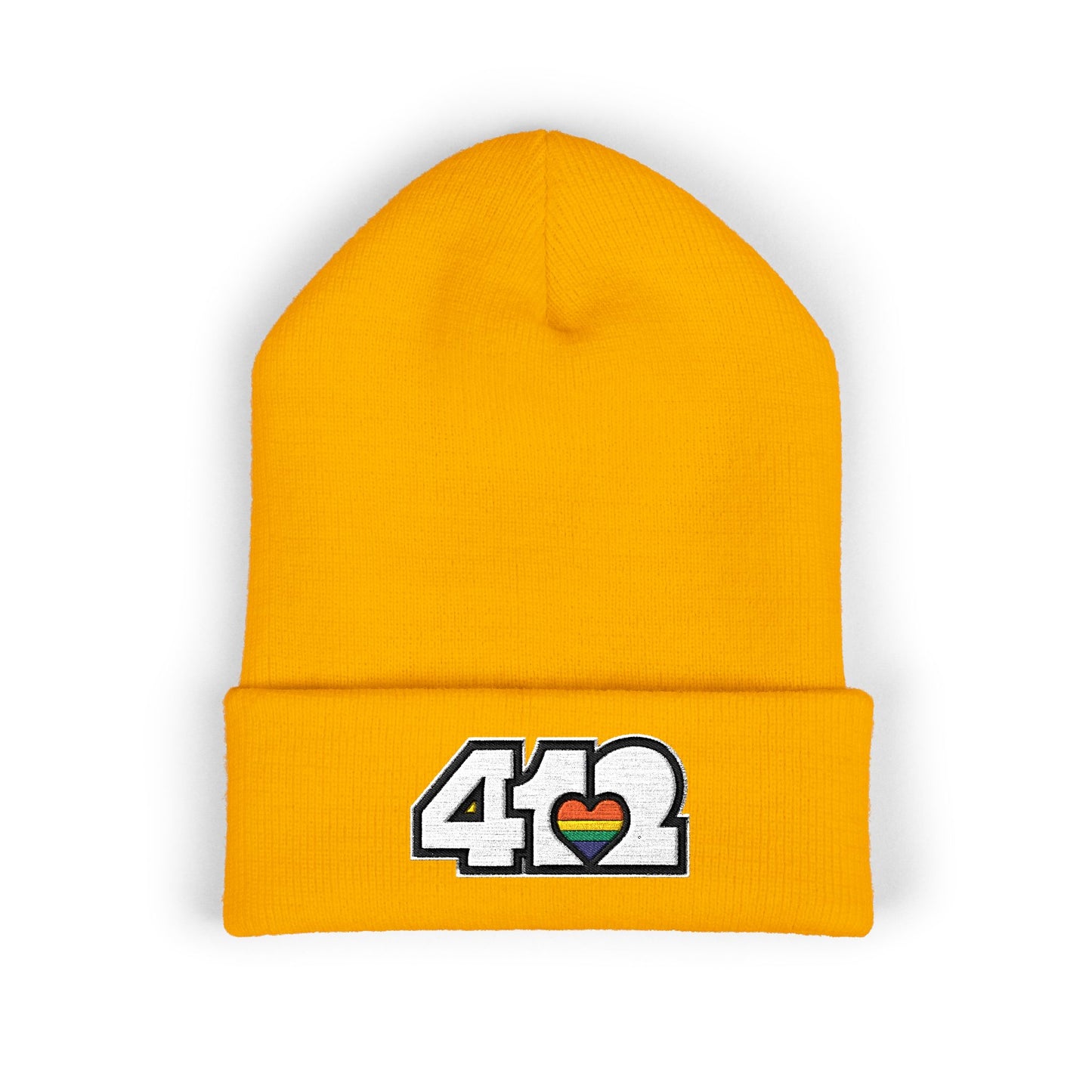 Rainbow Heart Embroidered Beanie Hat