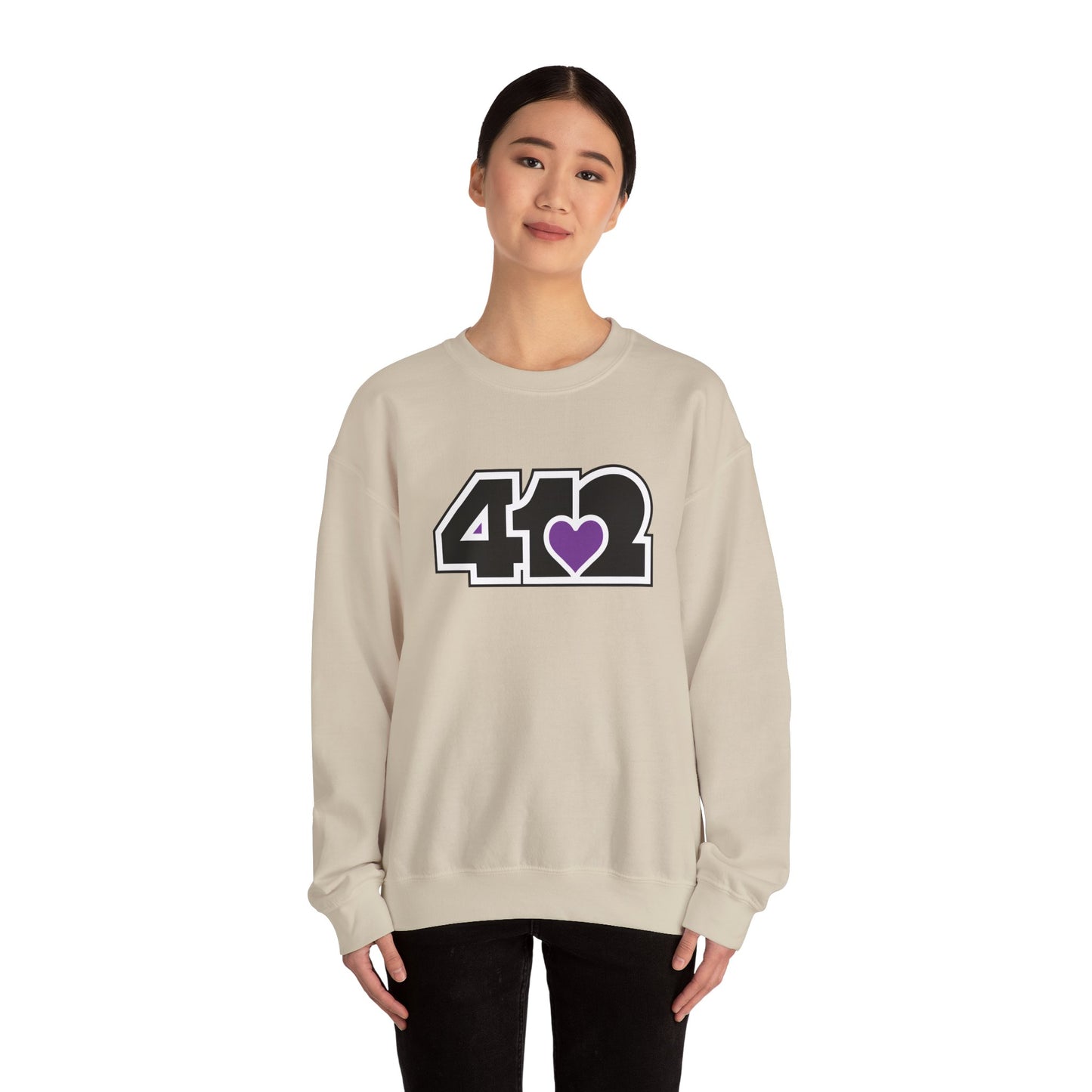 412 Crew Neck Sweatshirt - Purple Heart, Black Logo