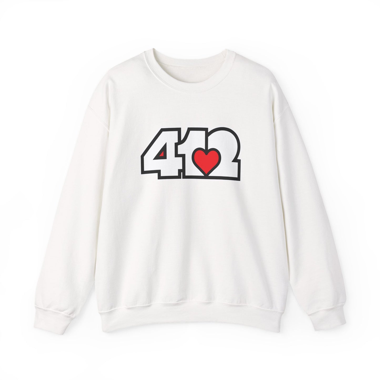 412 Crew Neck Sweatshirt - Red Heart, White Logo