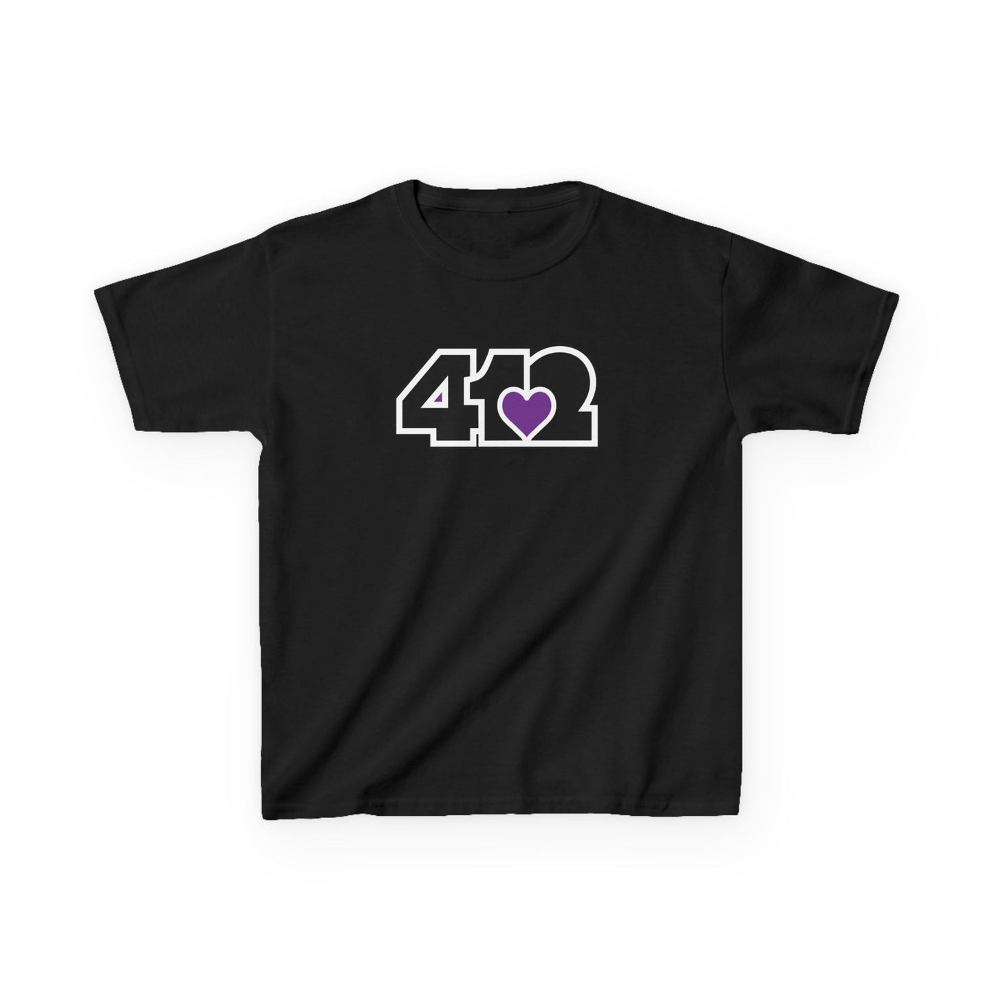 412 Kids Cotton Tee - Purple Heart, Black Logo