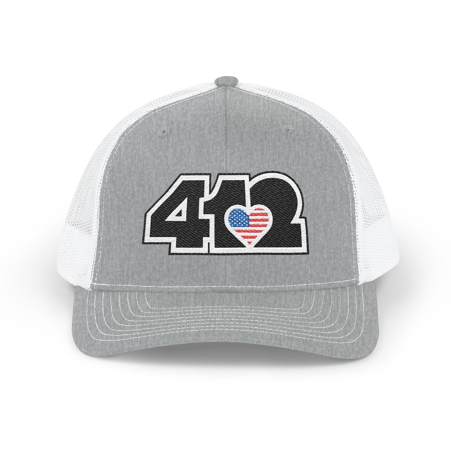 412 Snapback Crown – Embroidered Stars & Stripes Heart, Black Logo