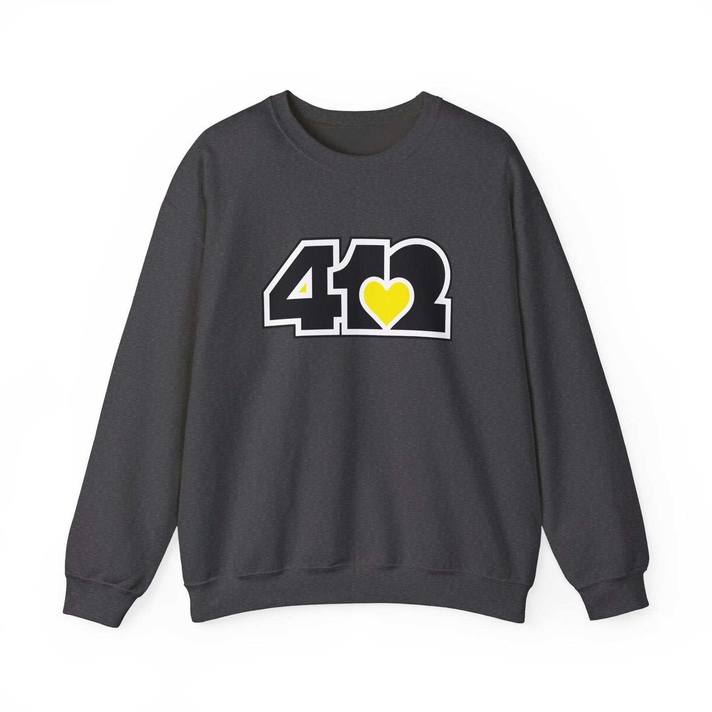 412 Crew Neck Sweatshirt - Yellow Heart, Black Logo