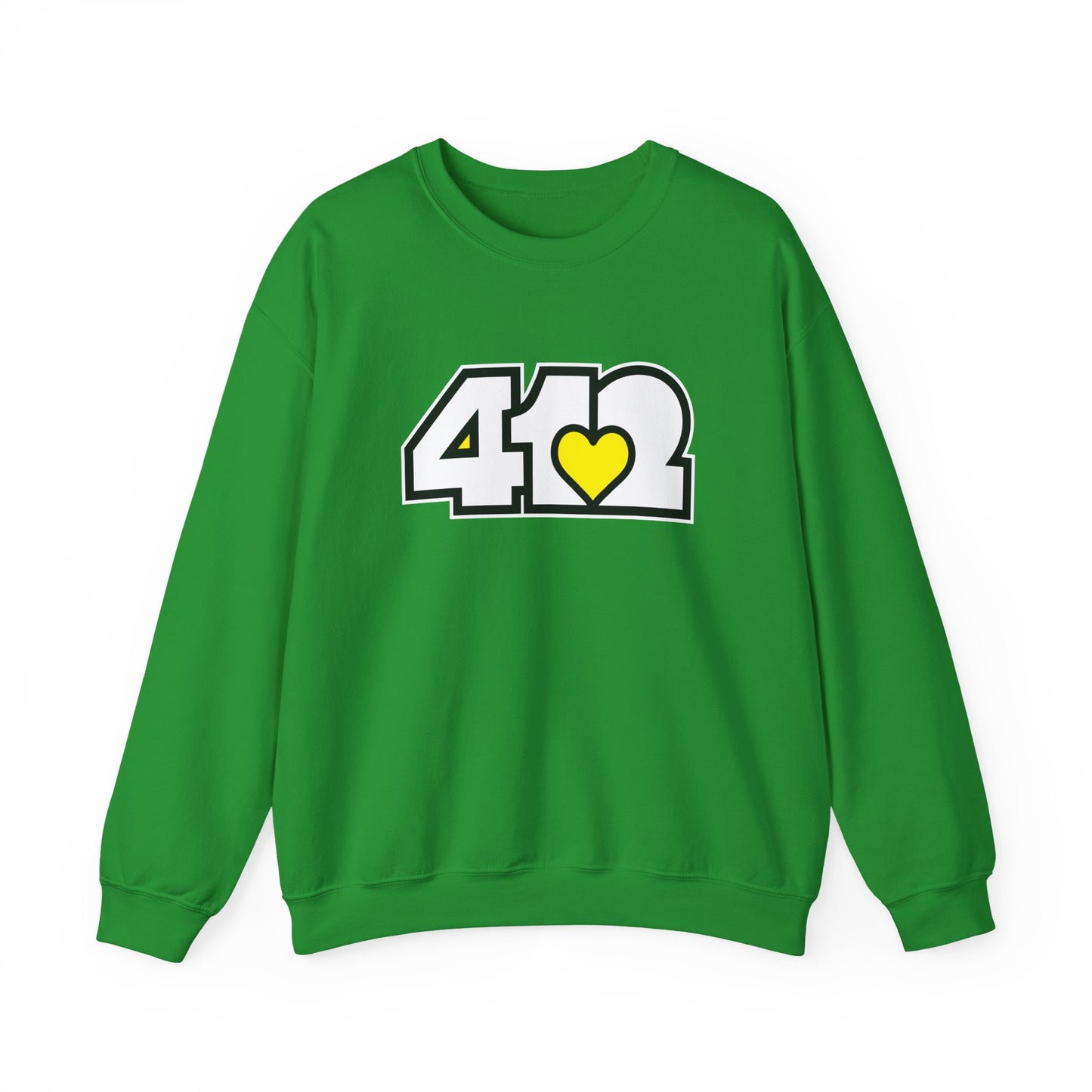 412 Crew Neck Sweatshirt - Yellow Heart, White Logo