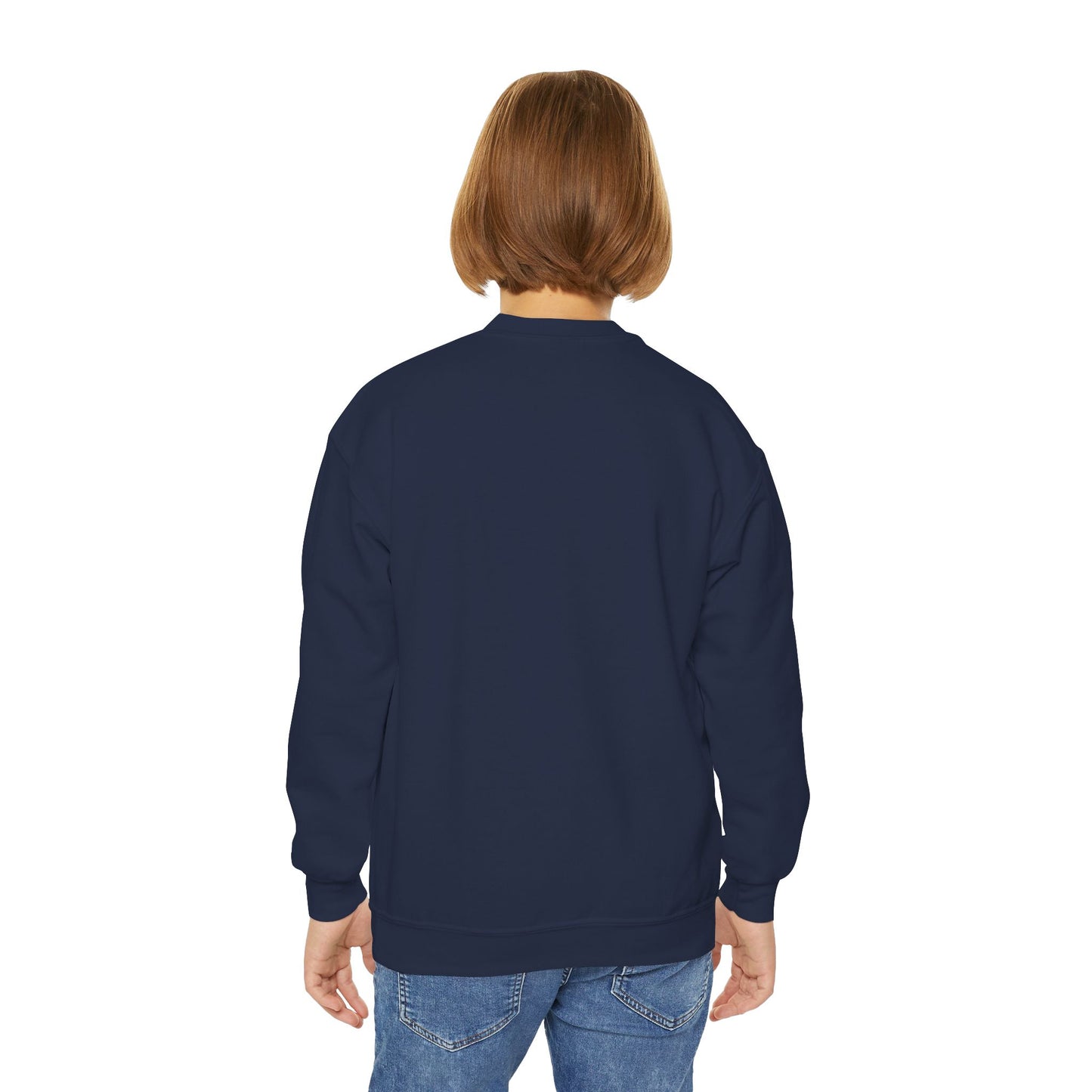 412 Crew Neck Youth Sweatshirt - Blue Heart, White Logo