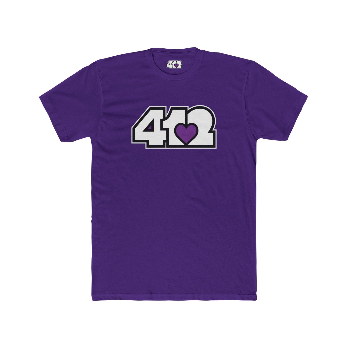 412 Contoured Fit Tee - Purple Heart, White Logo-T-Shirt-Solid Purple Rush-4OneLove2; Pittsburgh Branded Clothing; Pittsburgh Apparel; 412 Clothing