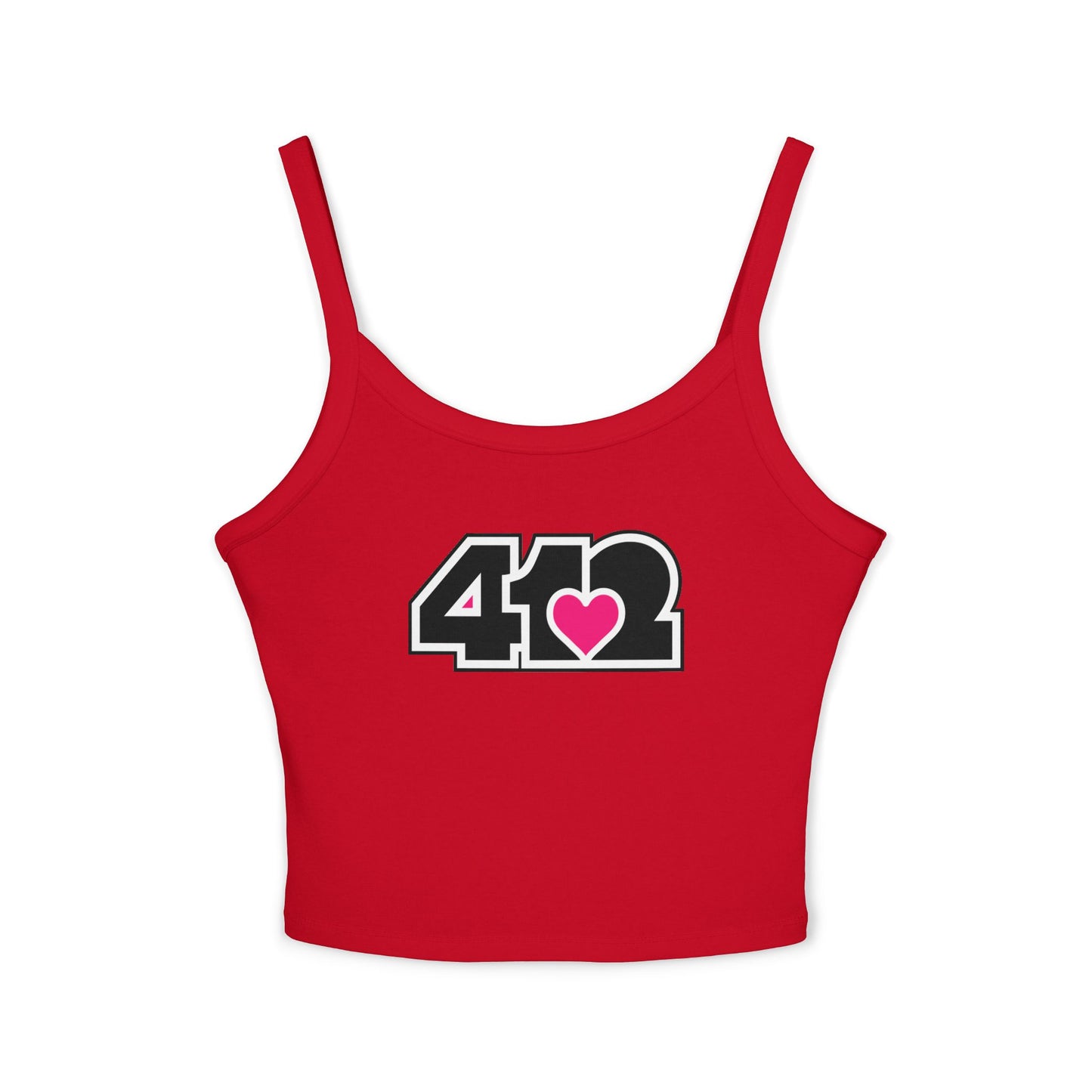 412 Women’s Camisole – Pink Heart, Black Logo