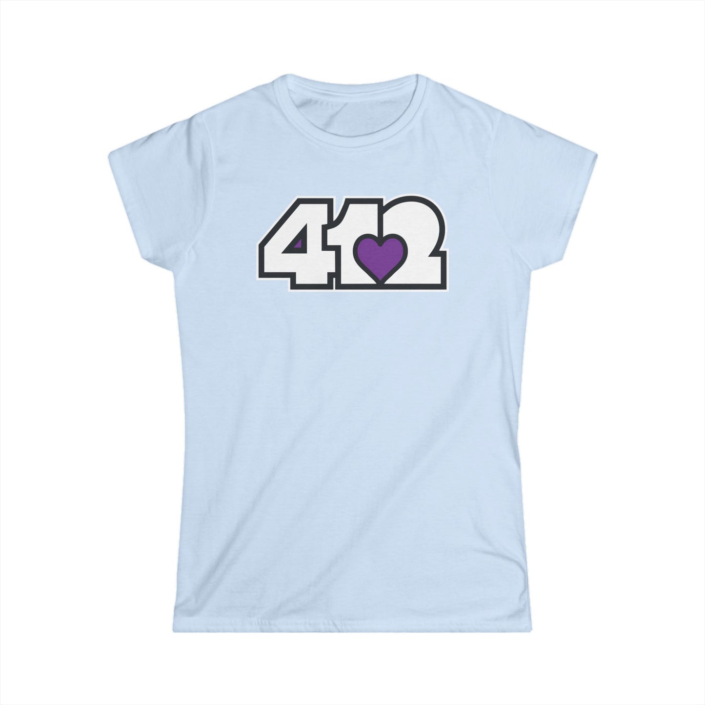 412 Women's Softstyle Tee - Purple Heart, White Logo