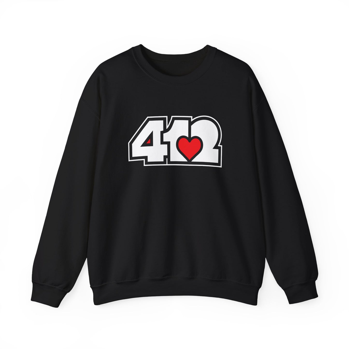 412 Crew Neck Sweatshirt - Red Heart, White Logo