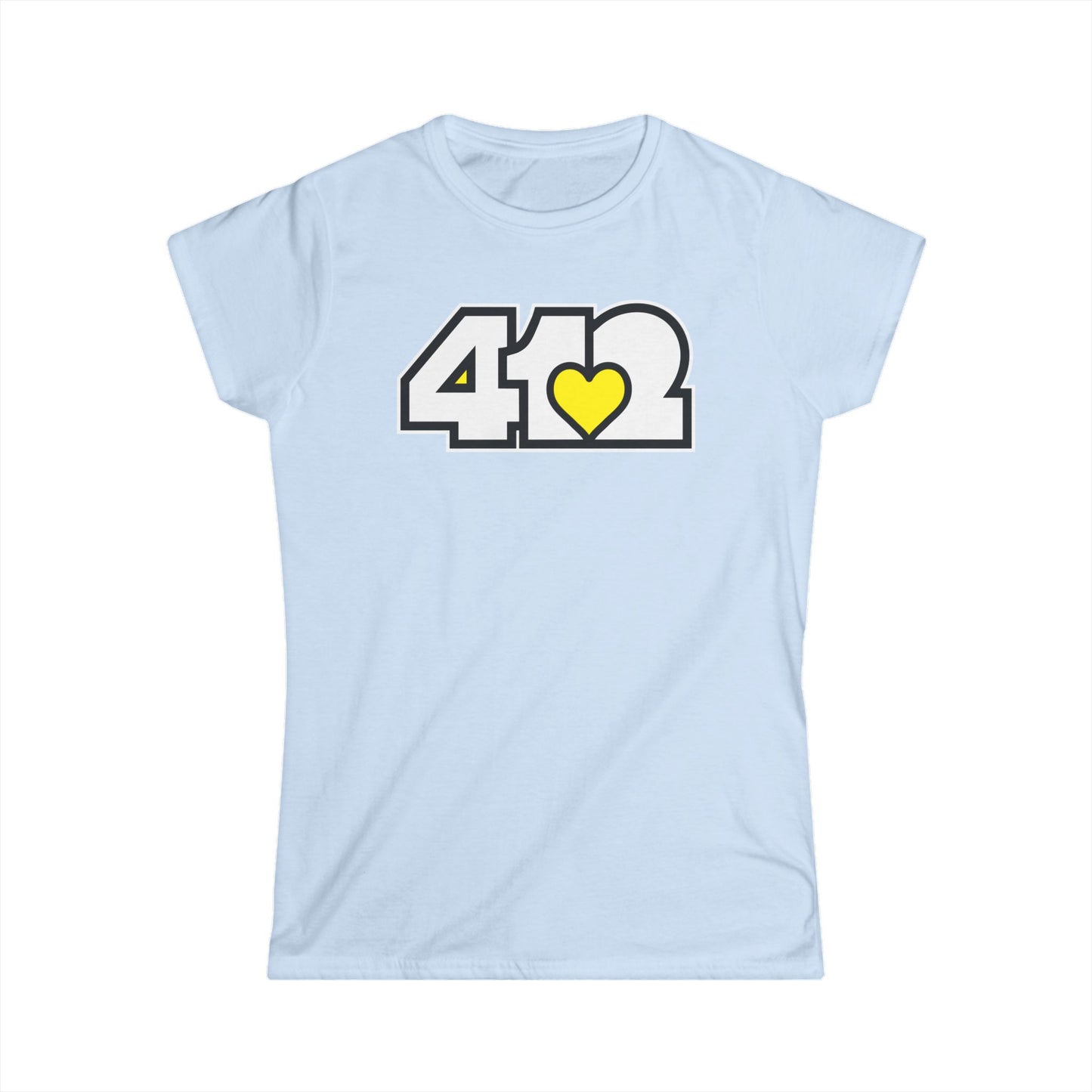 412 Women's Softstyle Tee - Yellow Heart, White Logo