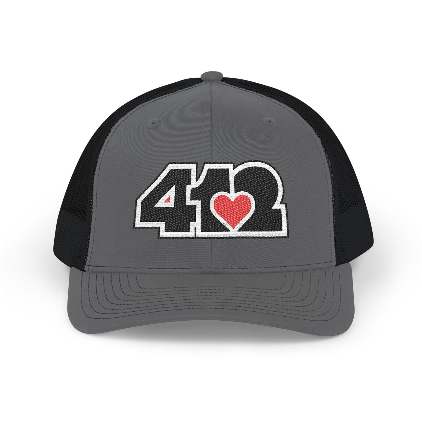 412 Snapback Crown – Embroidered Red Heart, Black Logo
