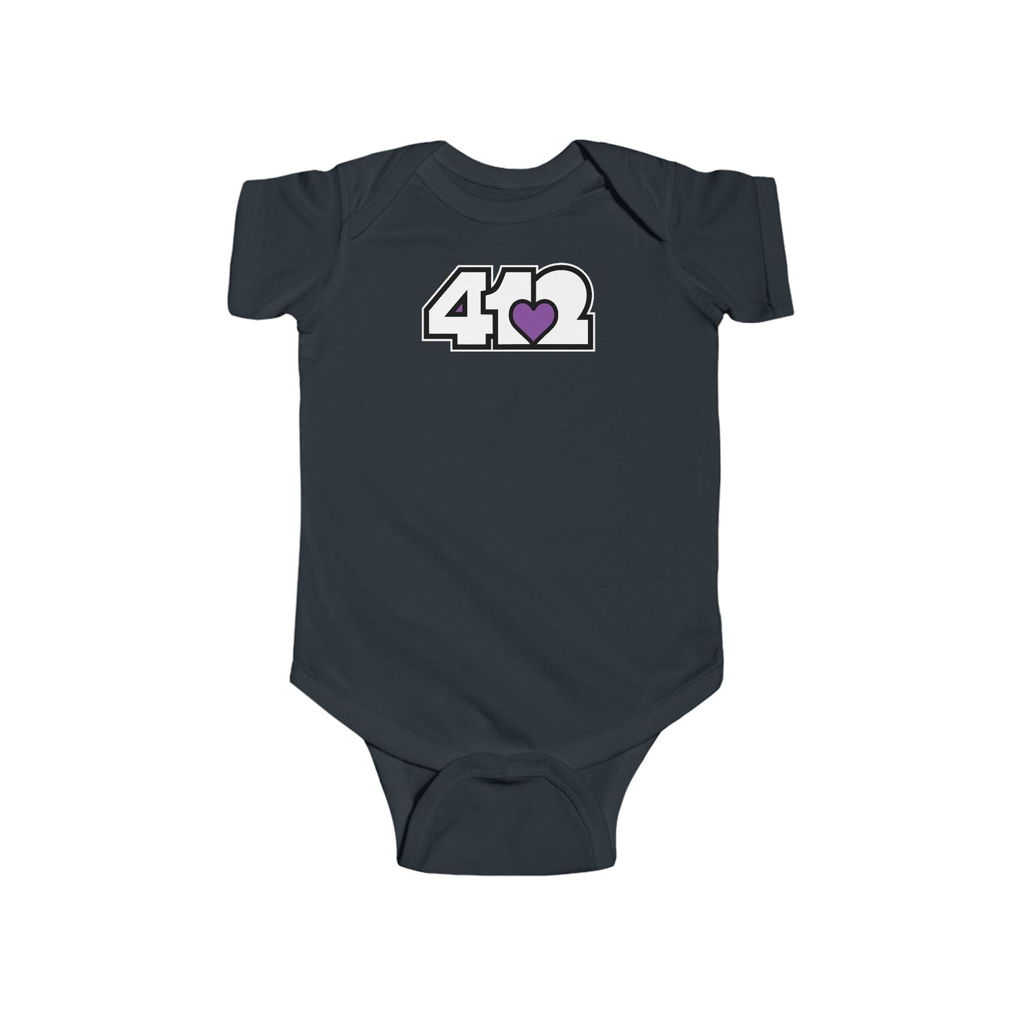 412 Infant Bodysuit - Purple Heart, White Logo