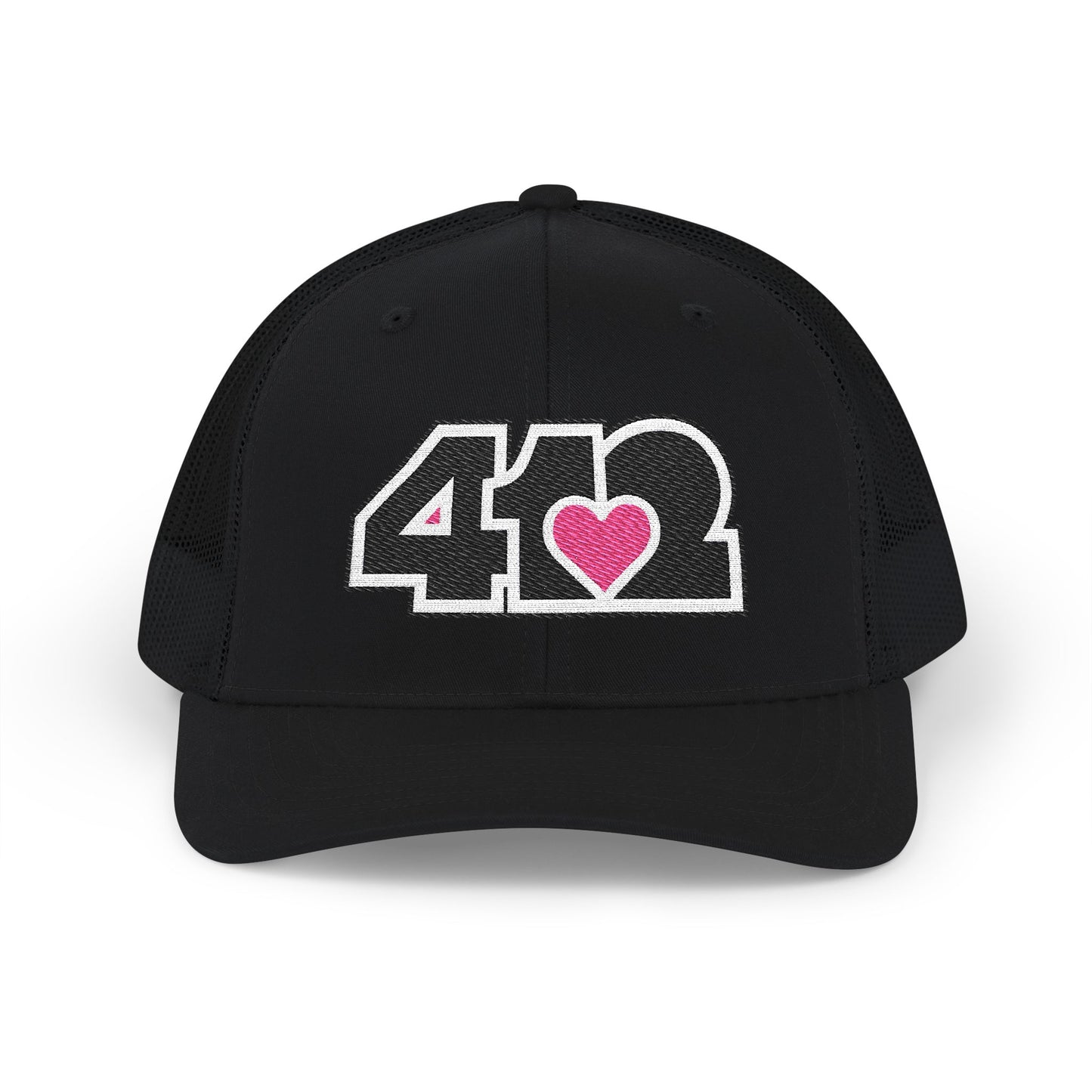412 Snapback Crown – Embroidered Pink Heart, Black Logo