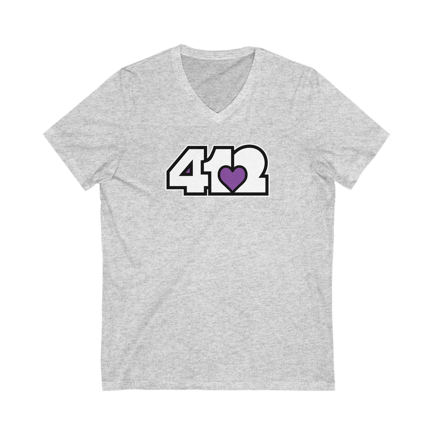 412 Women's V-Neck - Purple Heart, White Logo