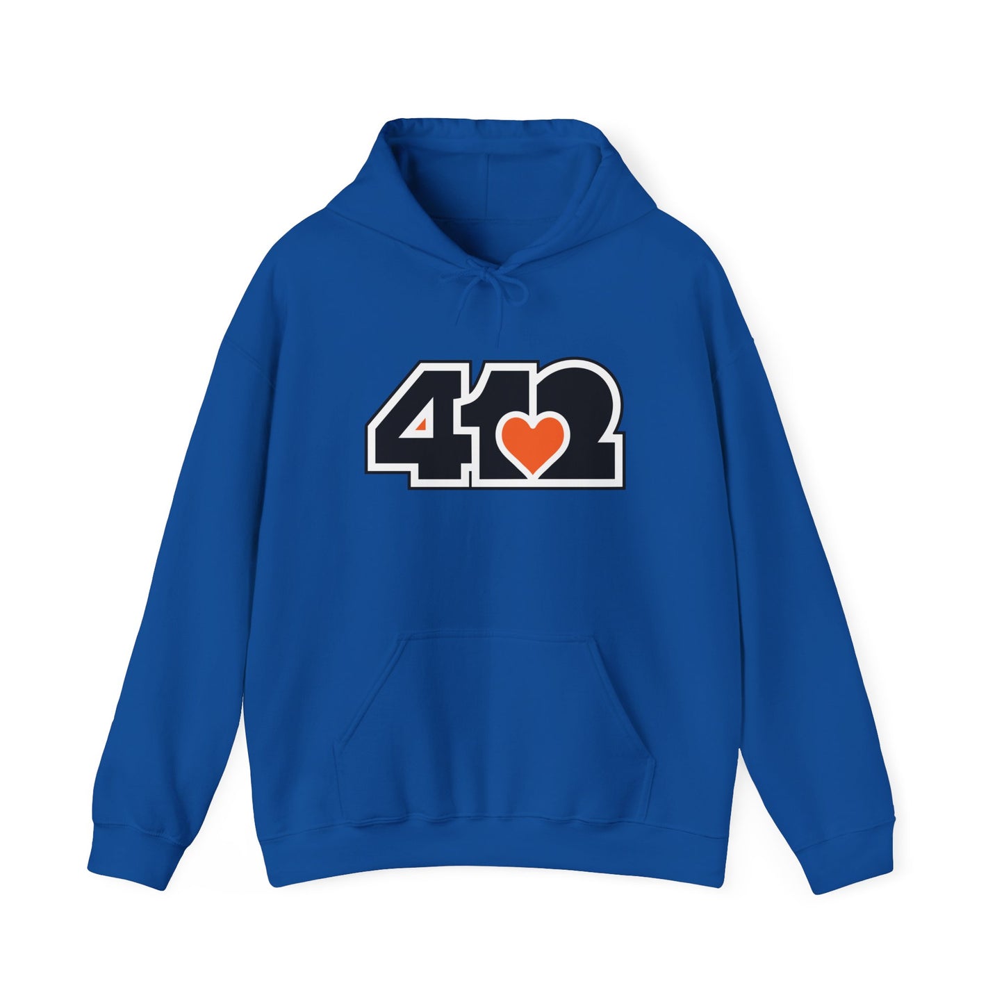 412 Classic Fit Adult Hoodie - Orange Heart, Black Logo