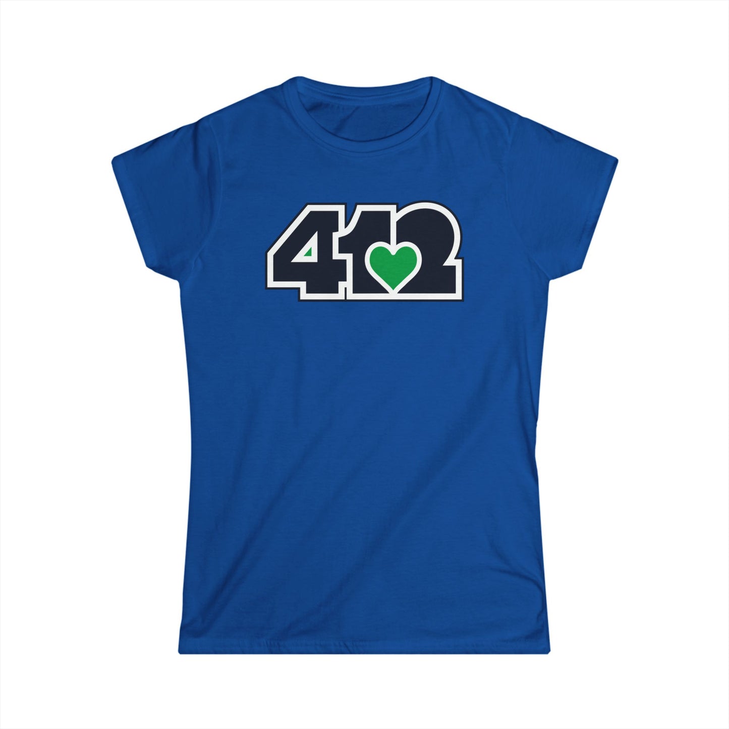 412 Women's Softstyle Tee - Green Heart, Black Logo