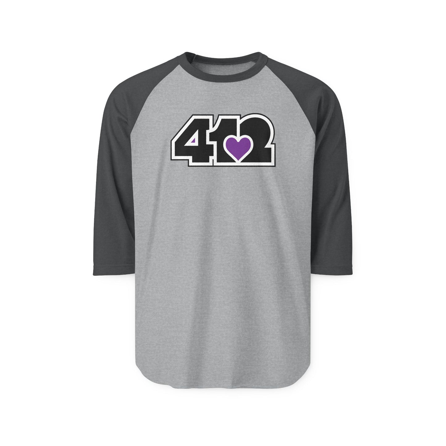 412 Raglan Baseball Tee - Purple Heart, Black Logo