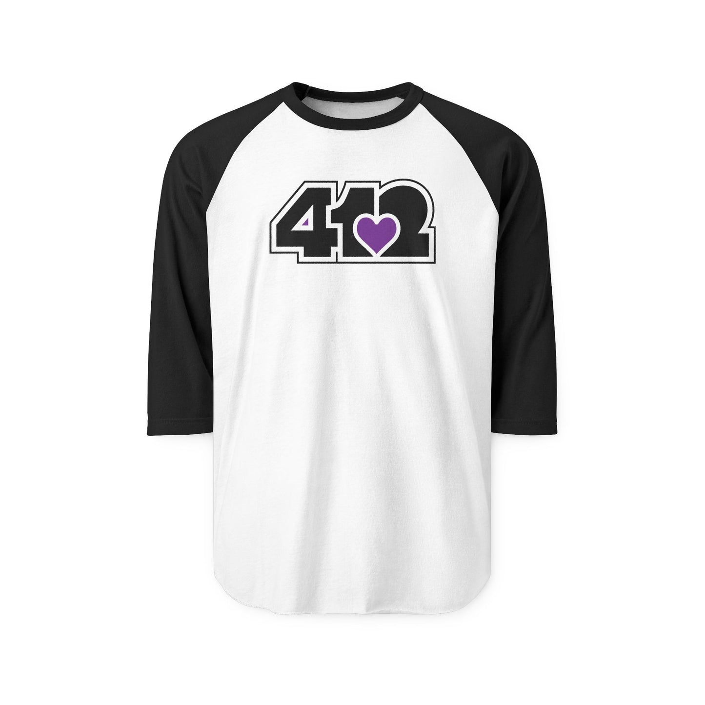 412 Raglan Baseball Tee - Purple Heart, Black Logo
