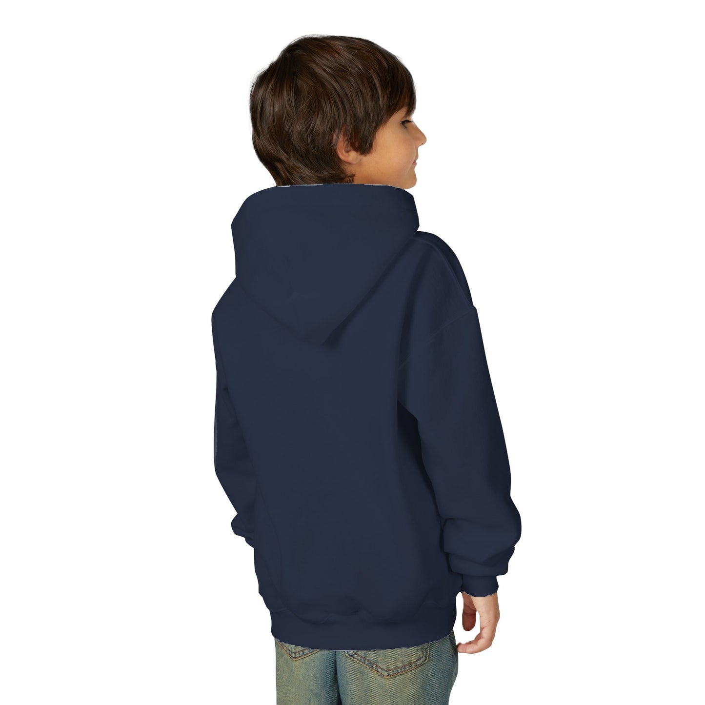 412 Classic Fit Youth Hoodie - Orange Heart, White Logo