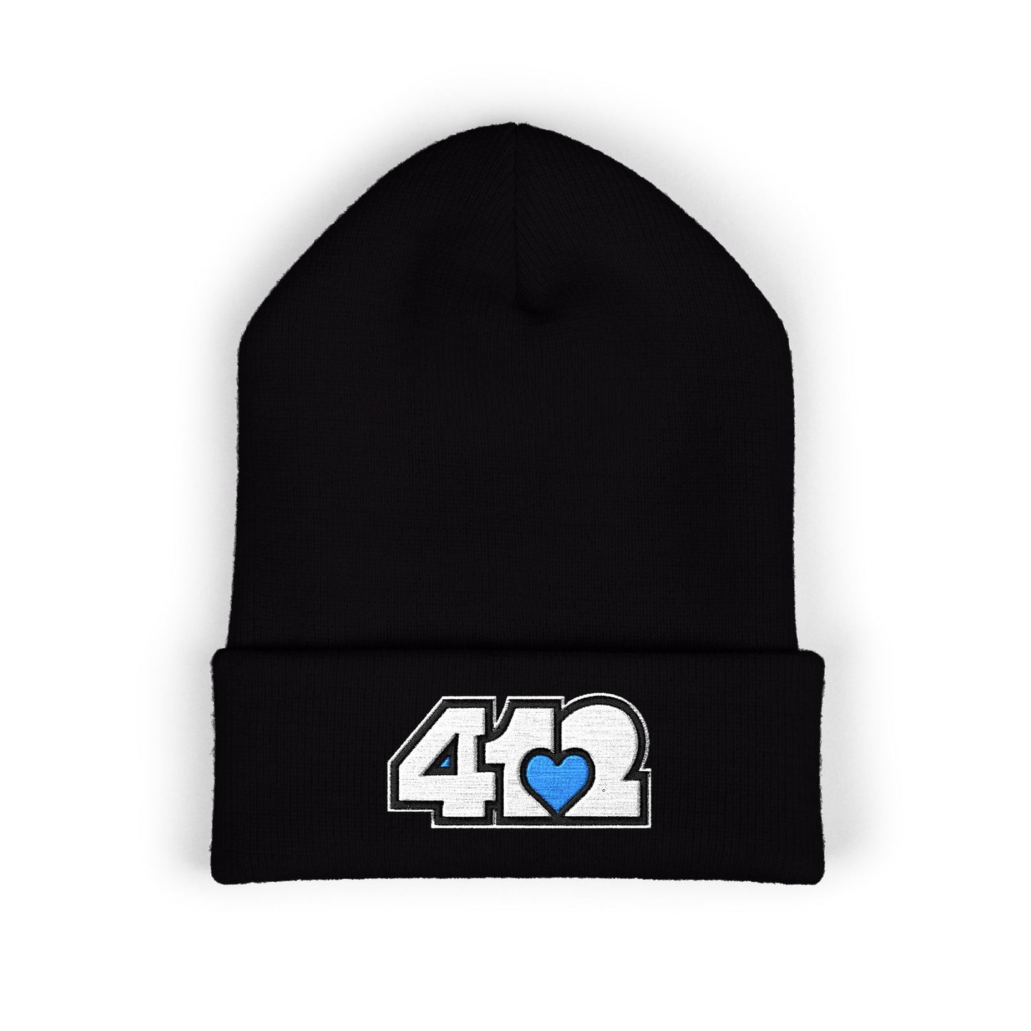 Blue Heart Embroidered Beanie Hat