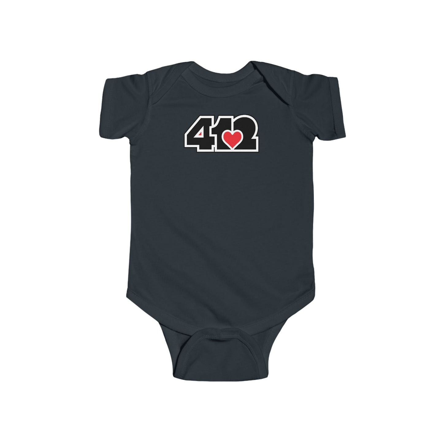 412 Infant Bodysuit - Red Heart, Black Logo