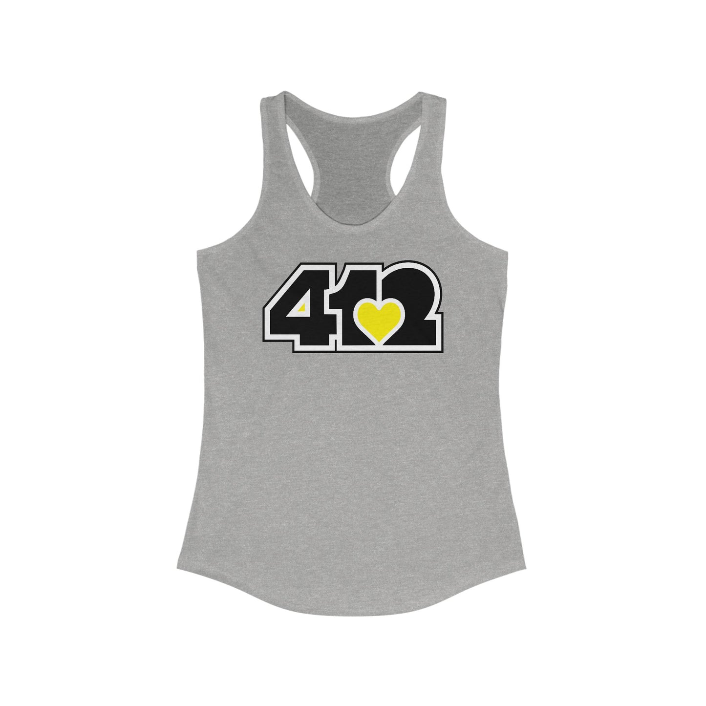 412 Women's Racerback Tank Top - Yellow Heart, Black Logo