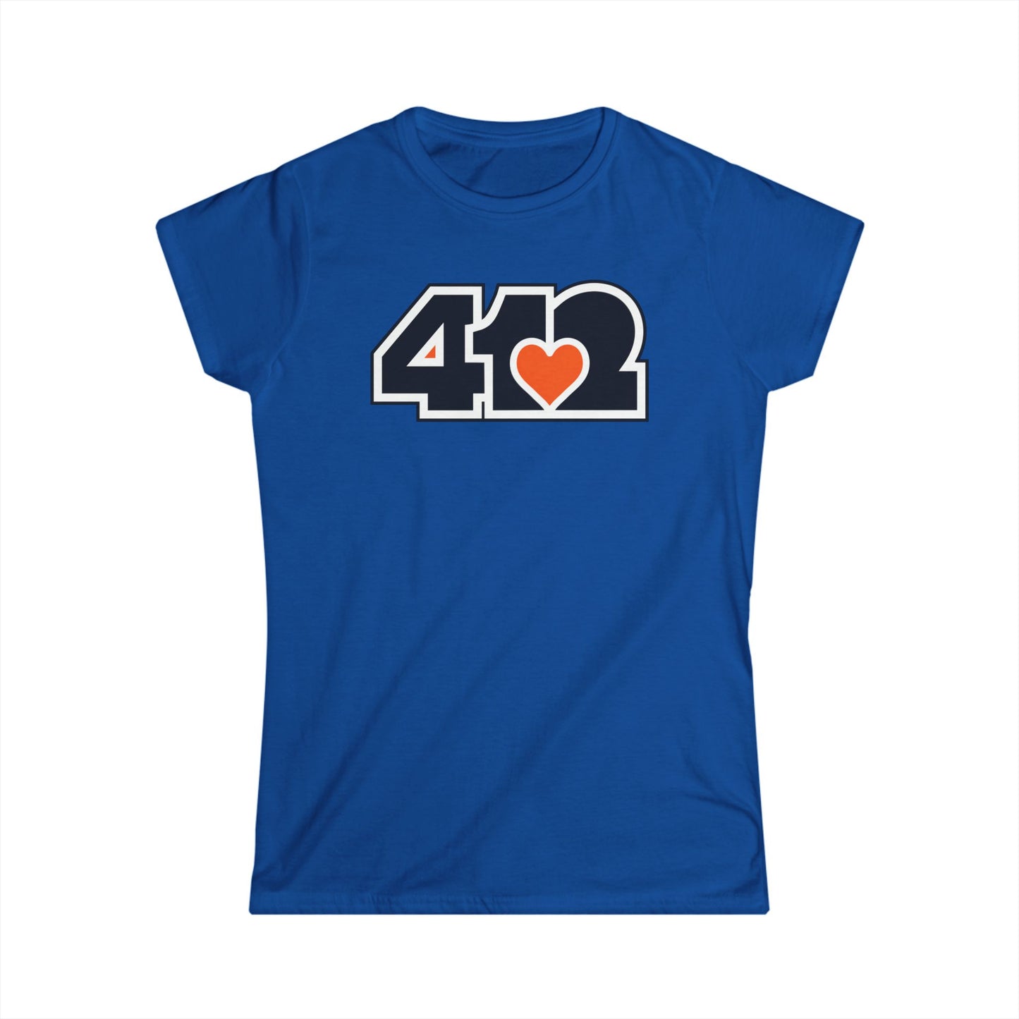 412 Women's Softstyle Tee - Orange Heart, Black Logo