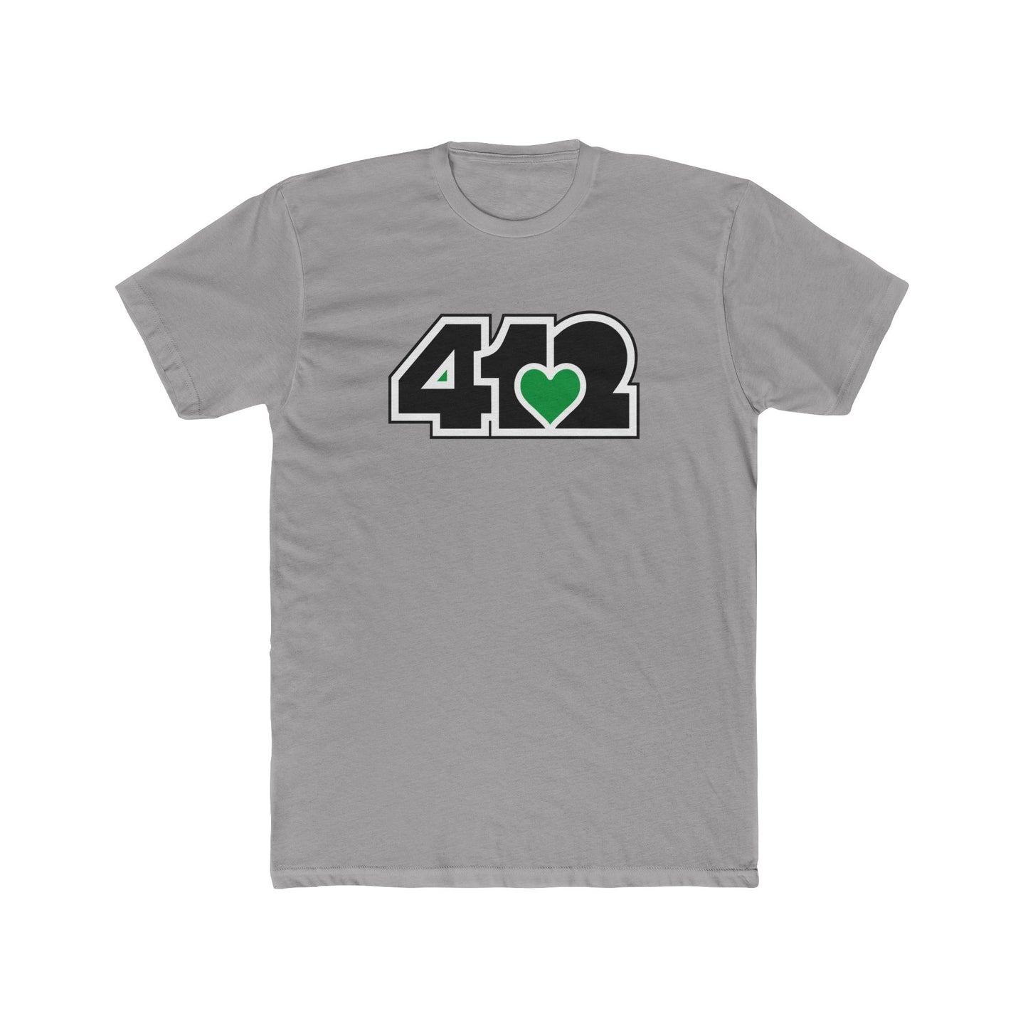 412 Contoured Fit Tee - Green Heart, Black Logo