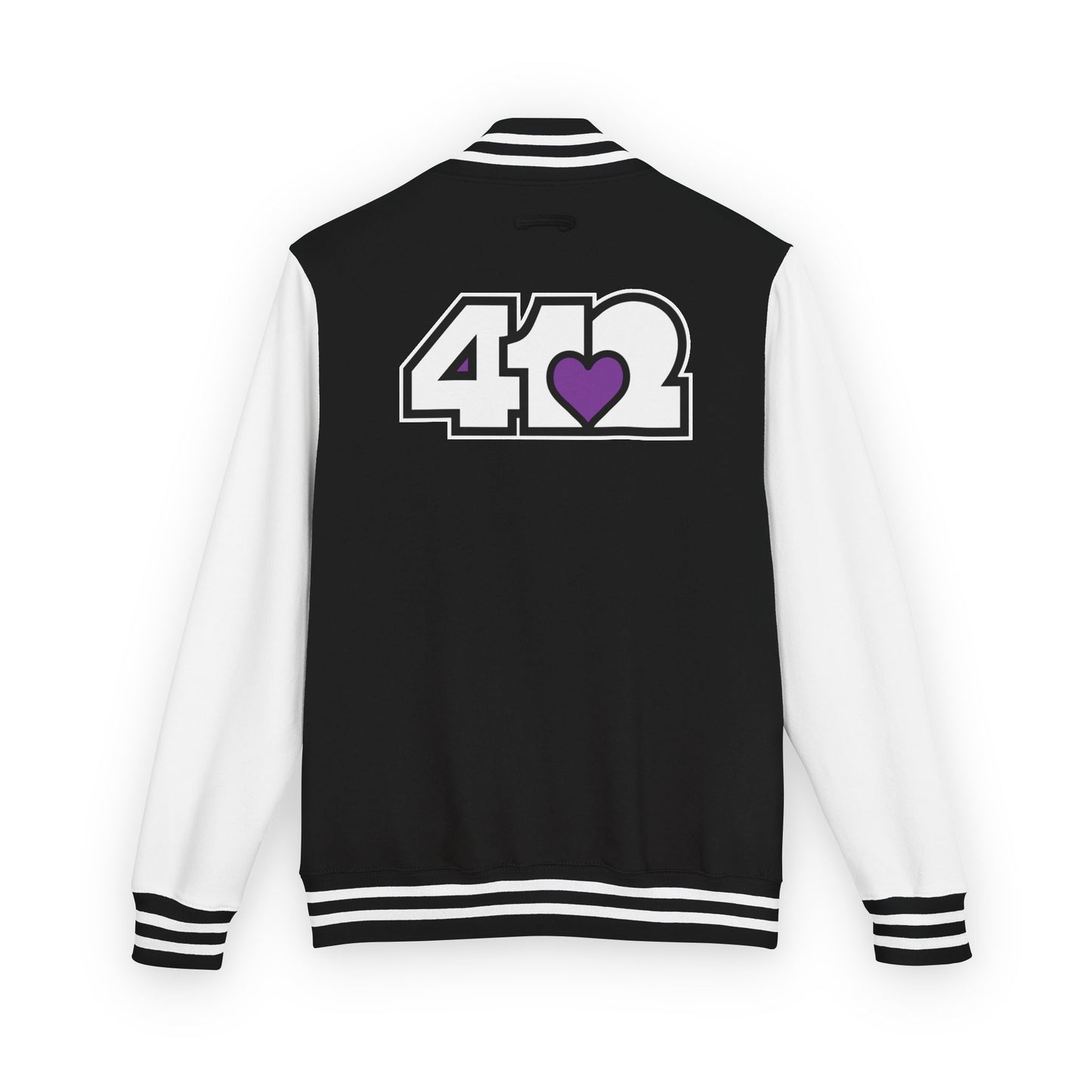 412 Embroidered Letterman Jacket - Purple Heart, White Logo