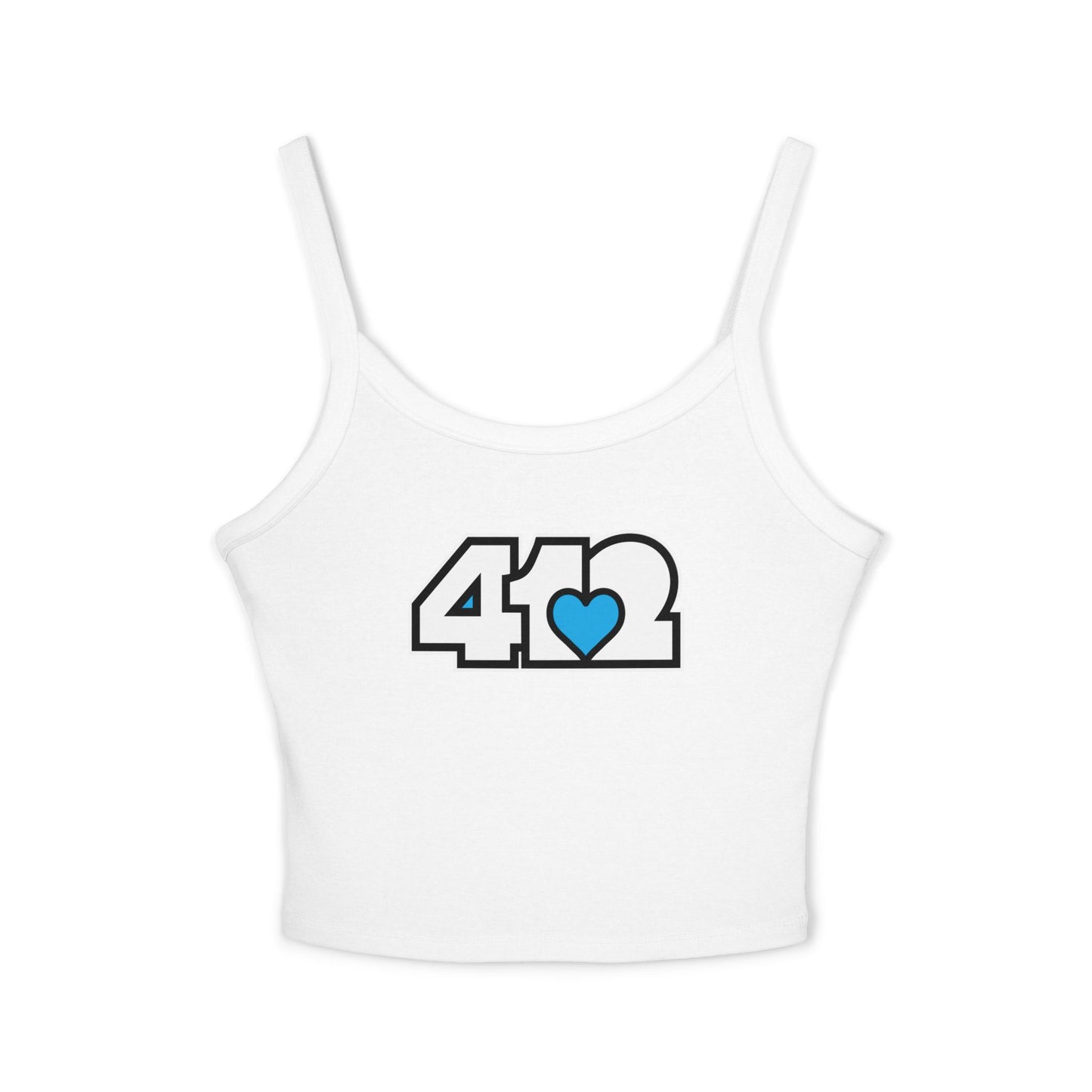 412 Women’s Camisole – Blue Heart, White Logo