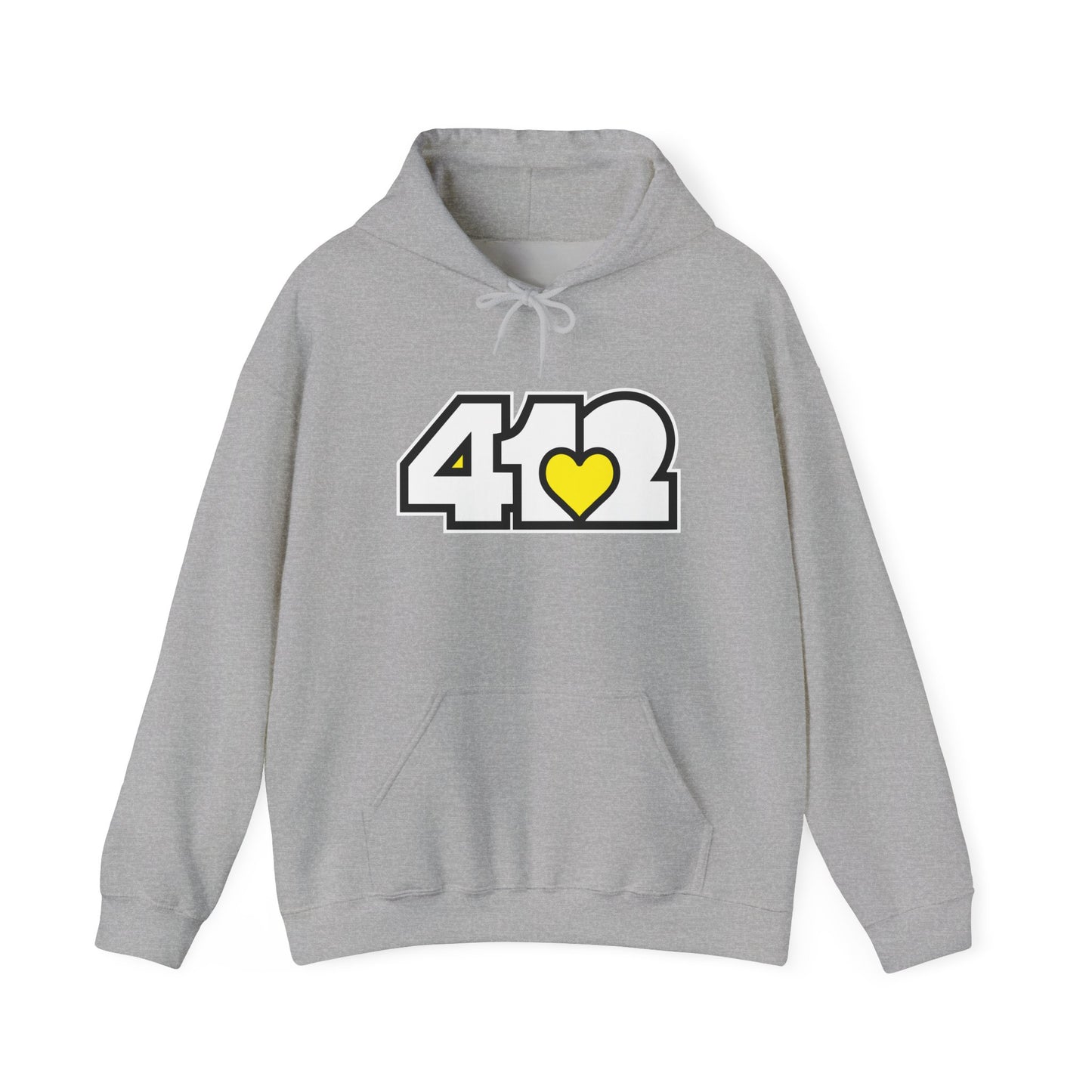 412 Classic Fit Adult Hoodie - Yellow Heart, White Logo