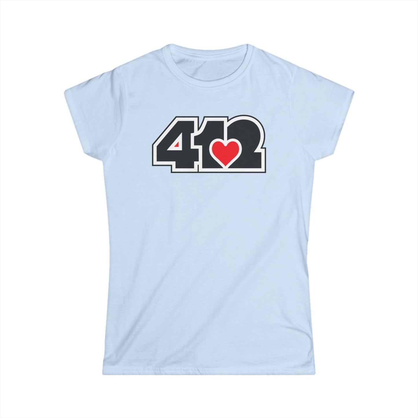 412 Women's Softstyle Tee - Red Heart, Black Logo