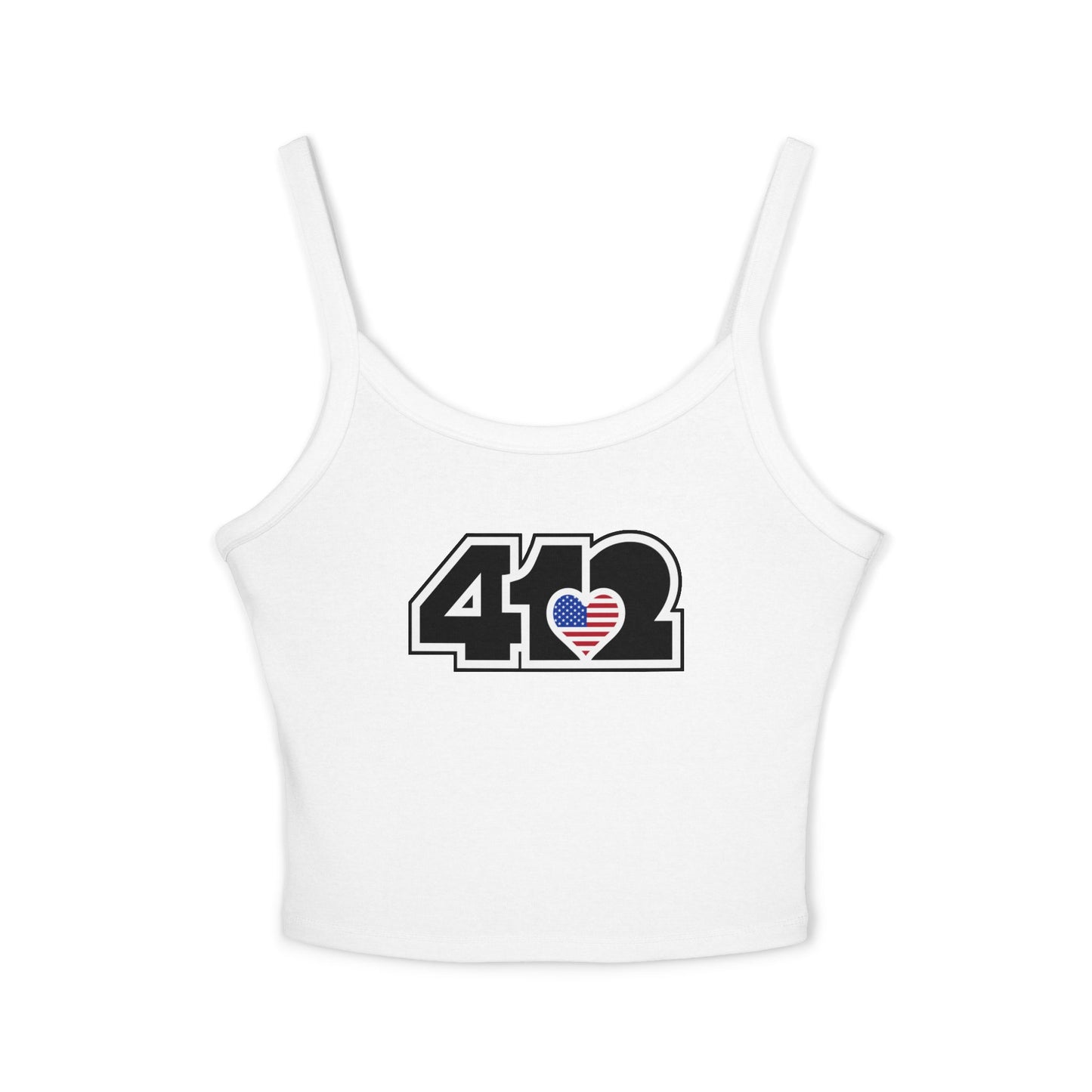412 Women’s Camisole – Stars & Stripes Heart, Black Logo